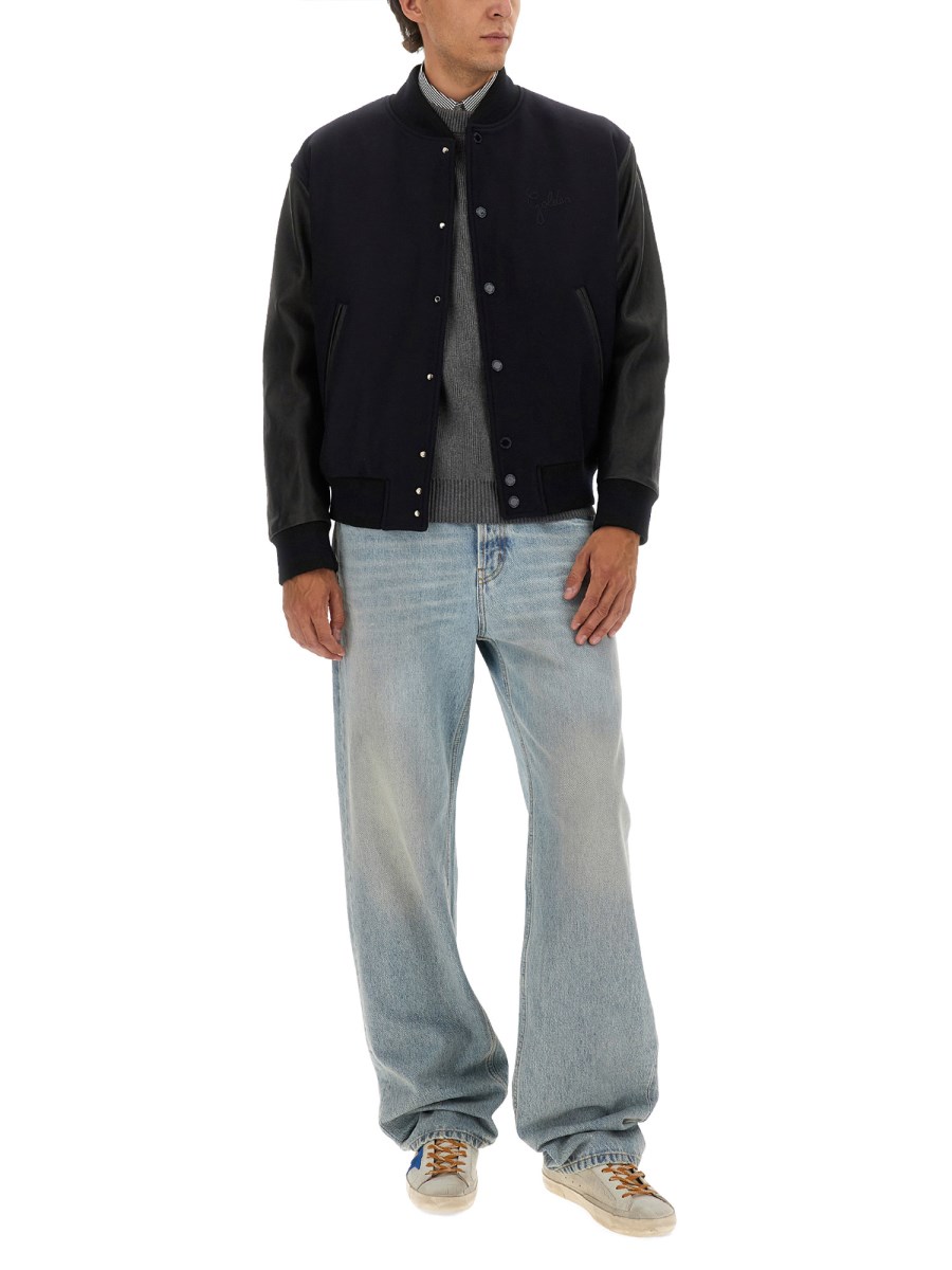 GIACCA BOMBER IN LANA E MANICHE IN PELLE