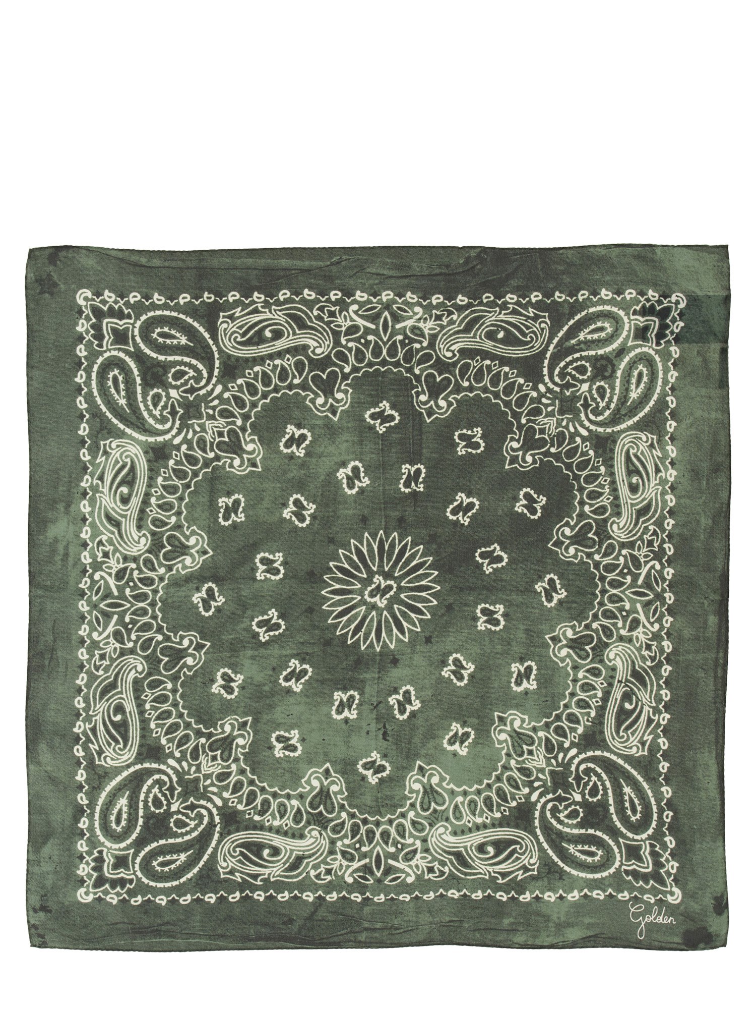 Golden Goose Scarf With Paisley Pattern In Green