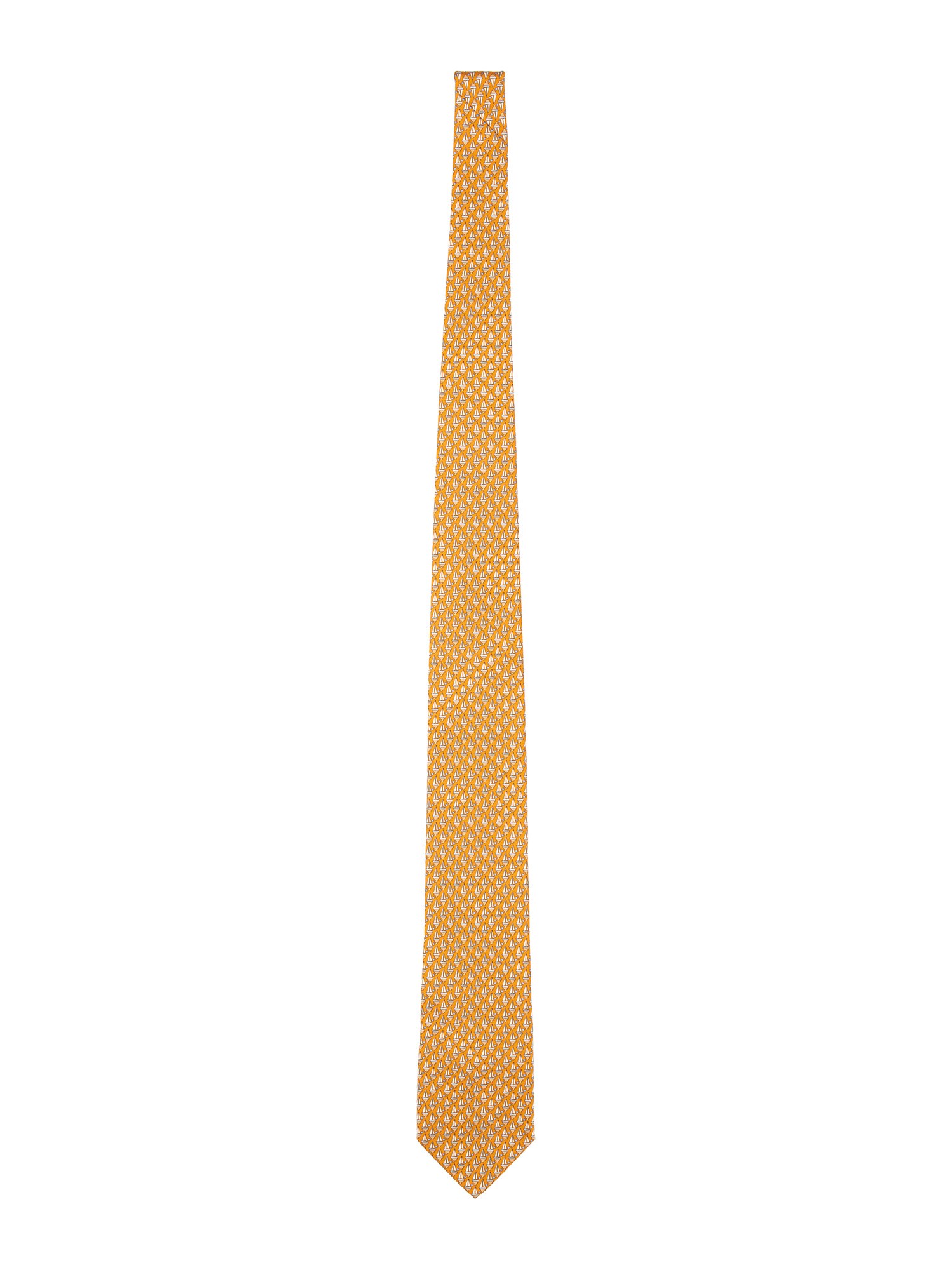 Ferragamo Patterned Slim Silk Tie In Orange