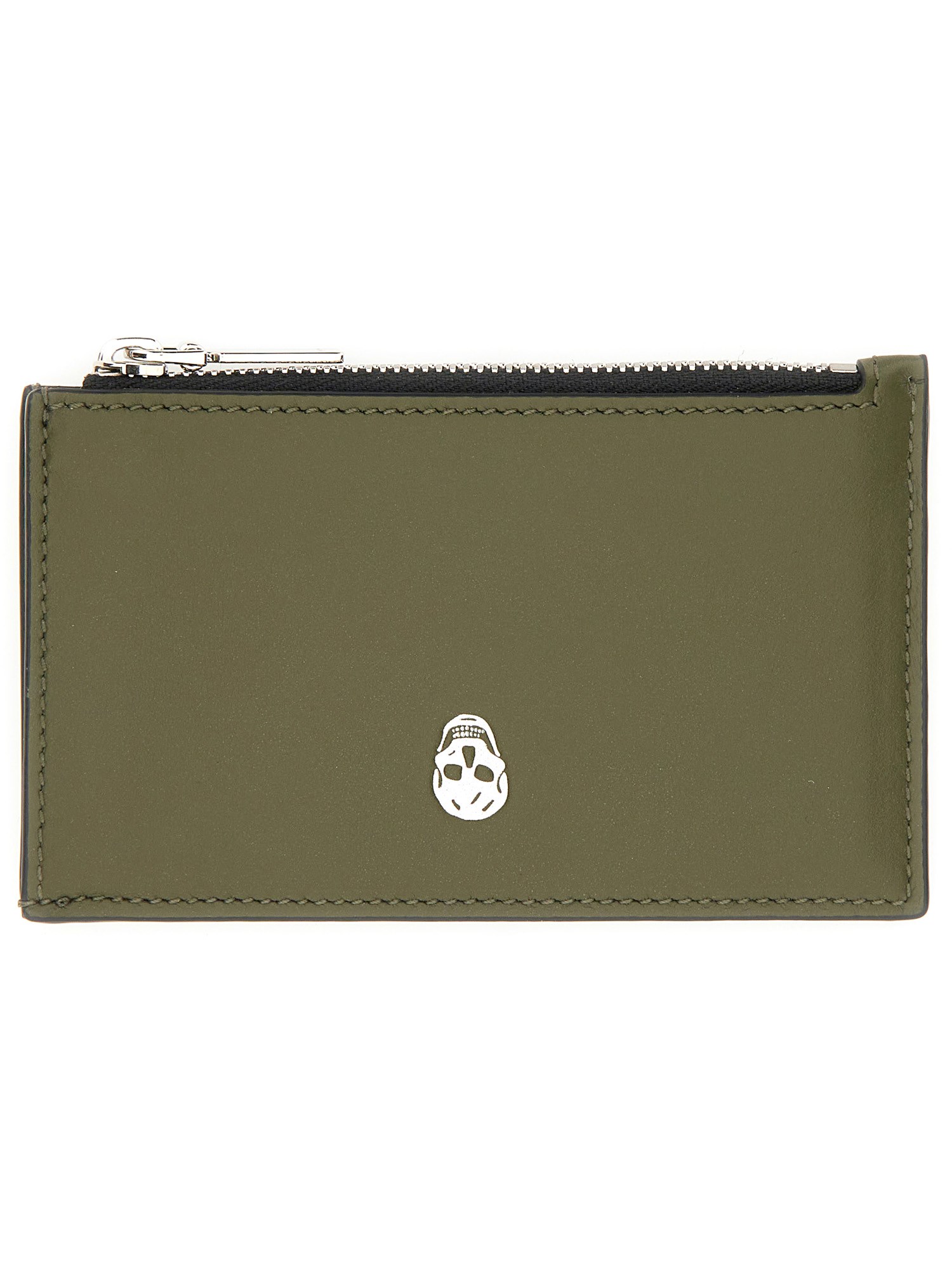 Alexander Mcqueen Logo Zip Wallet Card Slots In Green
