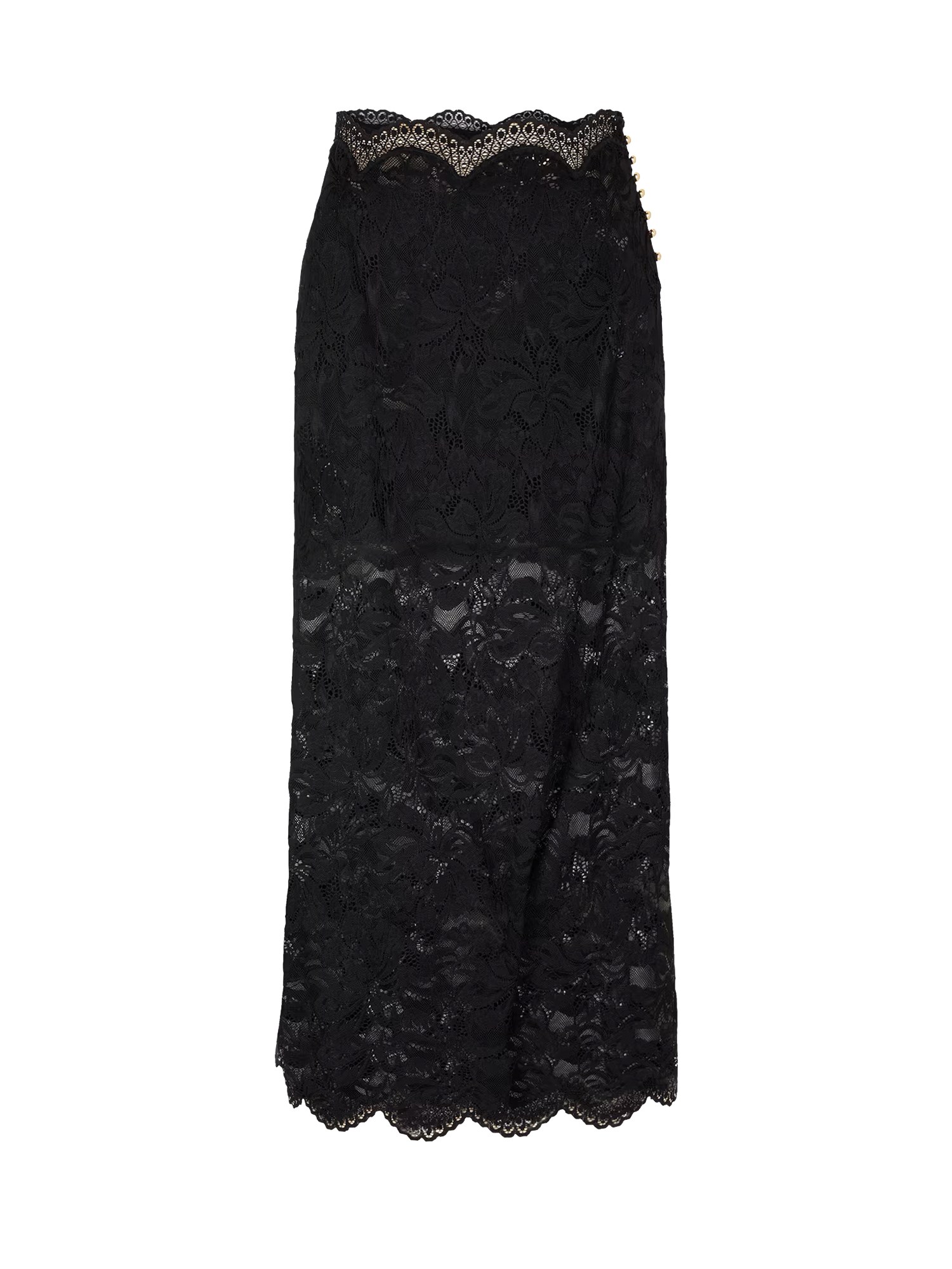 Rabanne Lace Cropped Midi Skirt In Black