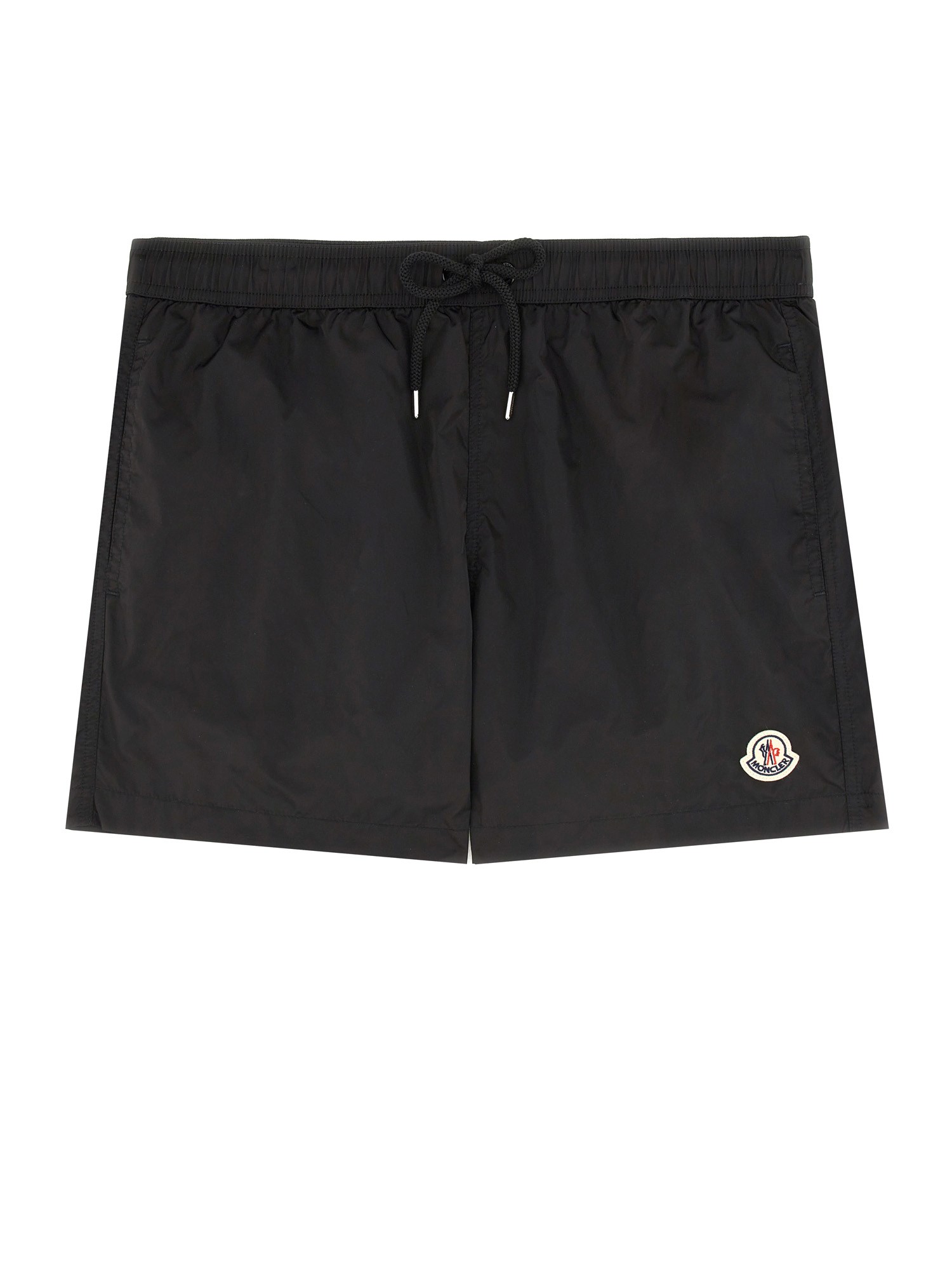Moncler Swim Shorts With Logo Patch In Black