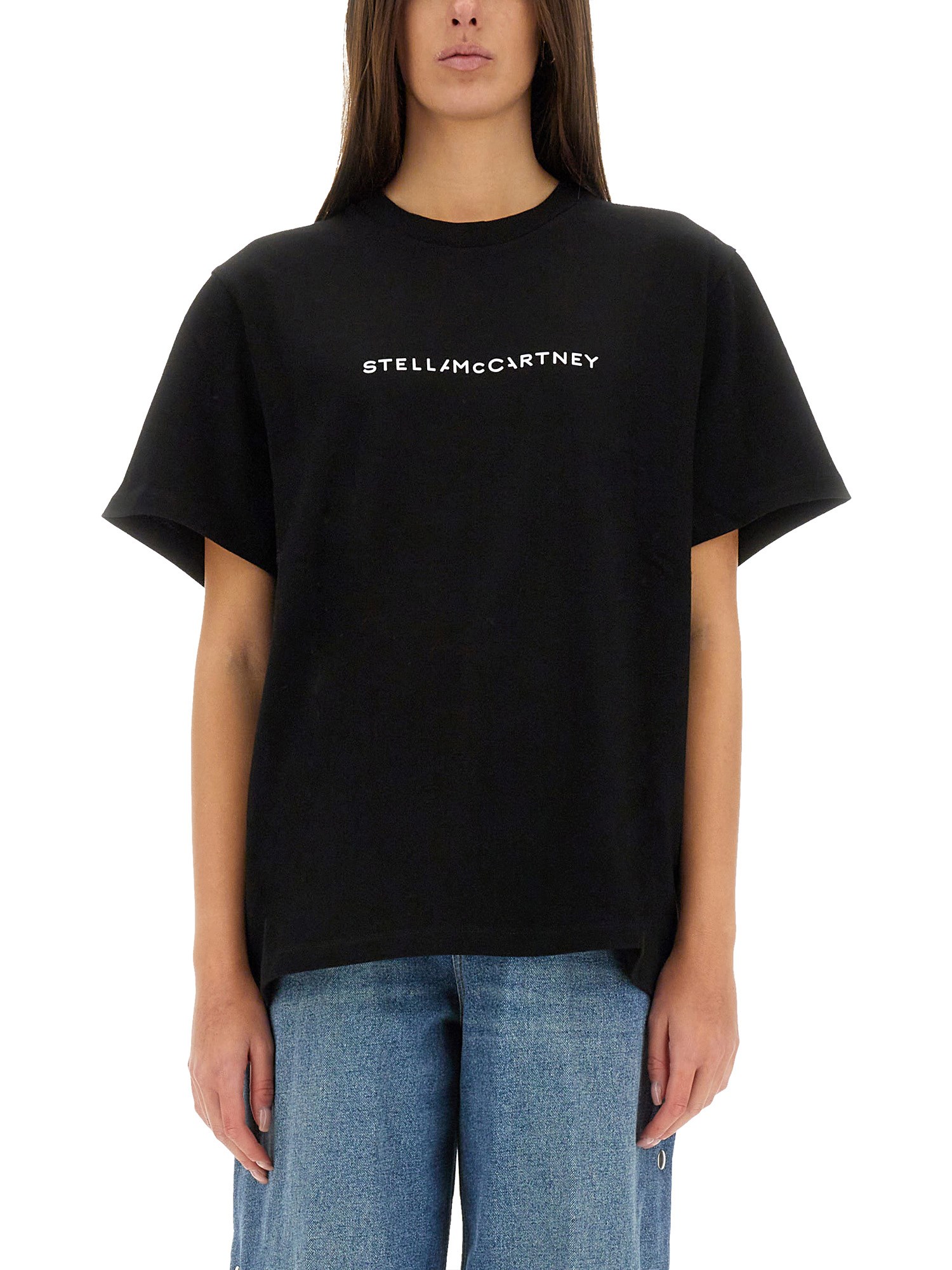 Stella Mccartney T-shirt With Logo Print And Crew Neckline