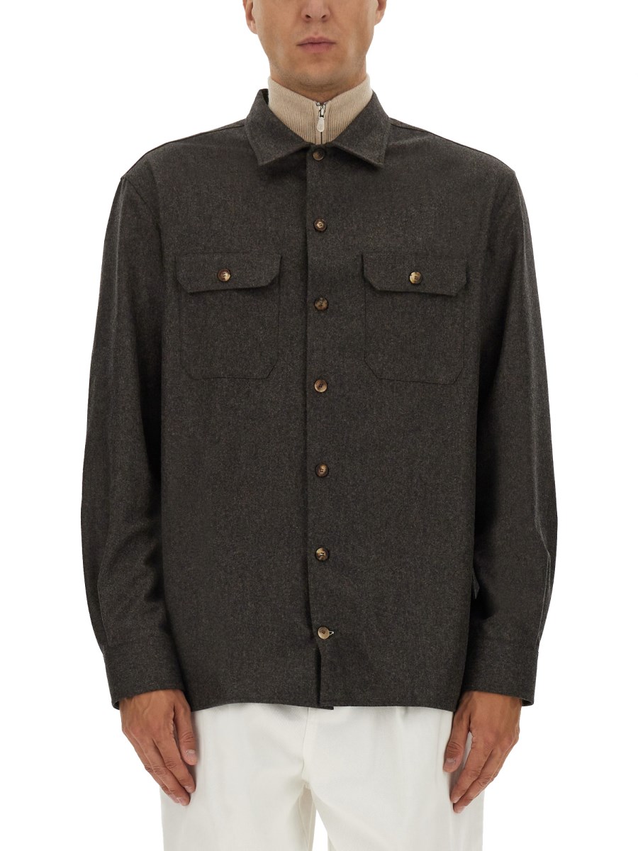OVERSHIRT IN FLANELLA DI LANA VERGINE 
