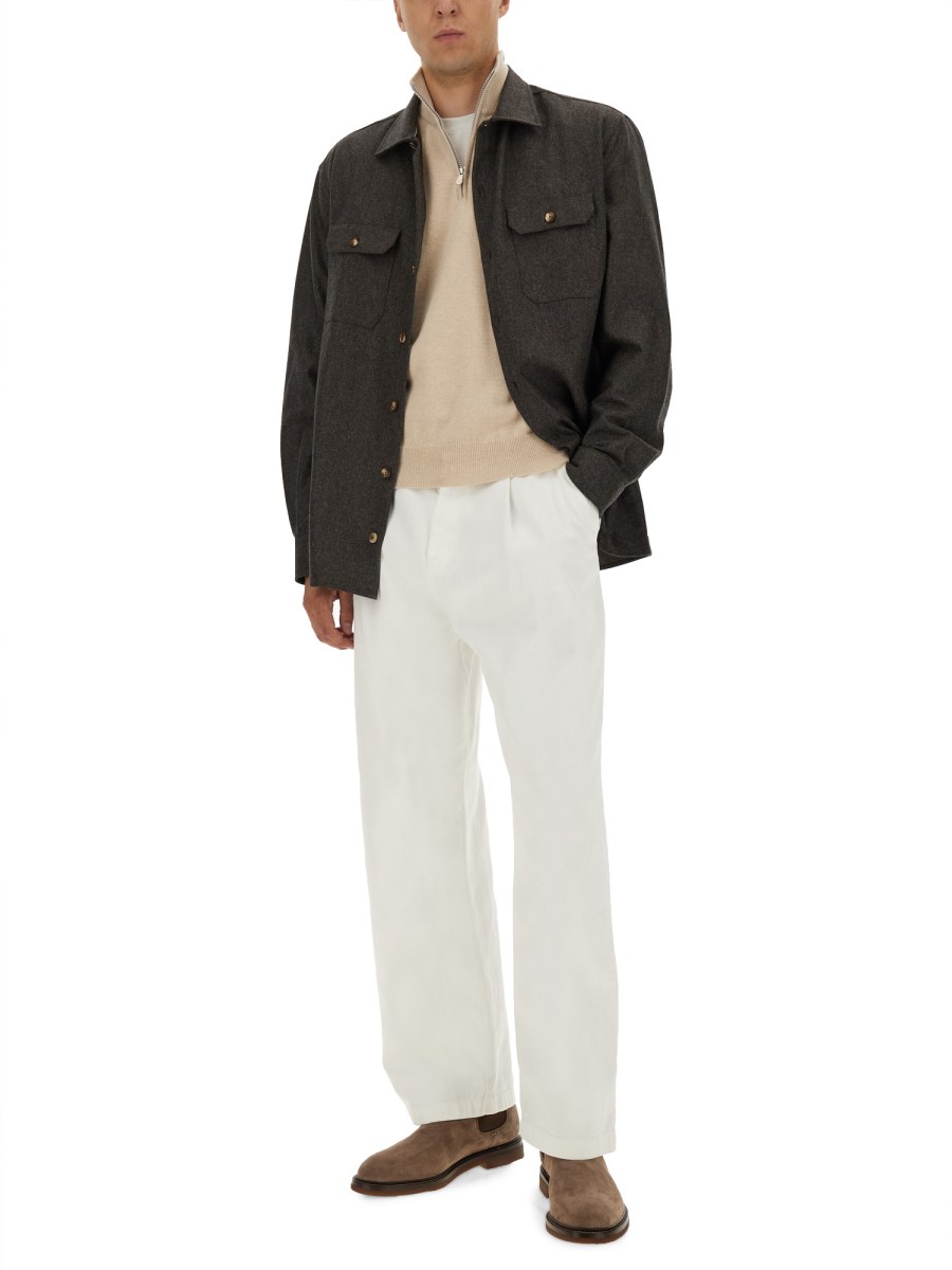 OVERSHIRT IN FLANELLA DI LANA VERGINE 