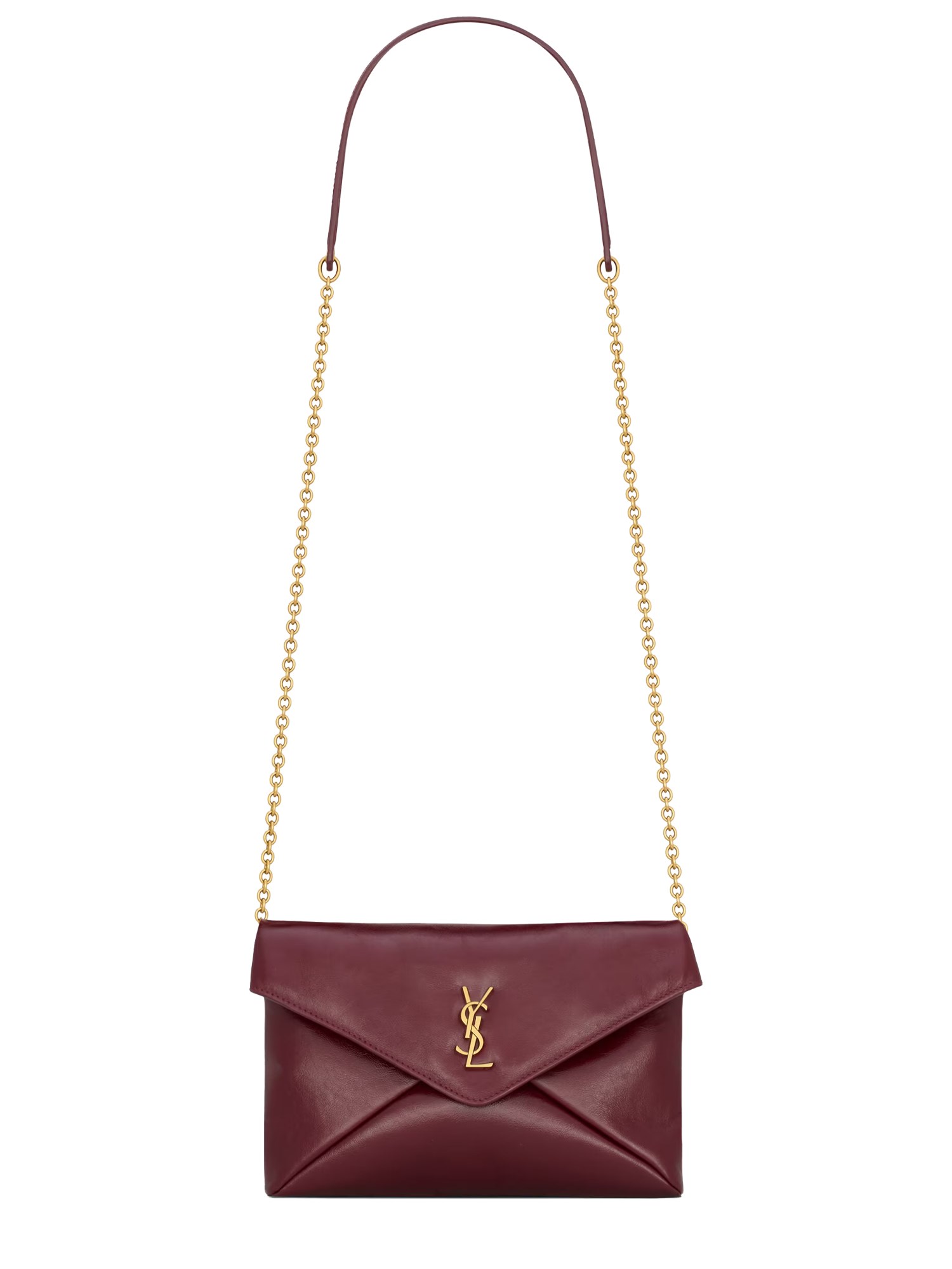 Saint Laurent Clutch Bag With Chain In Burgundy