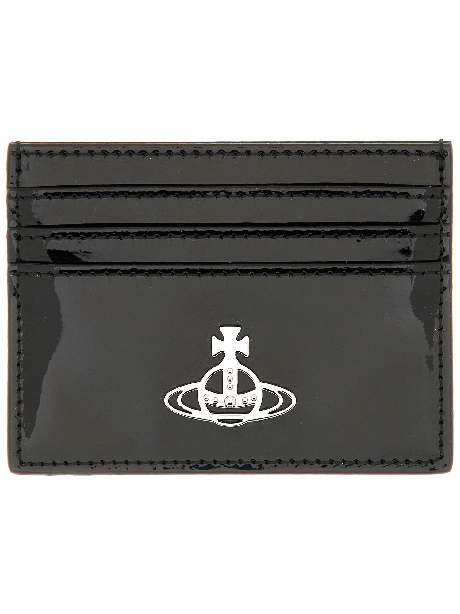 Vivienne Westwood Orb Grained Leather Card Holder In Black