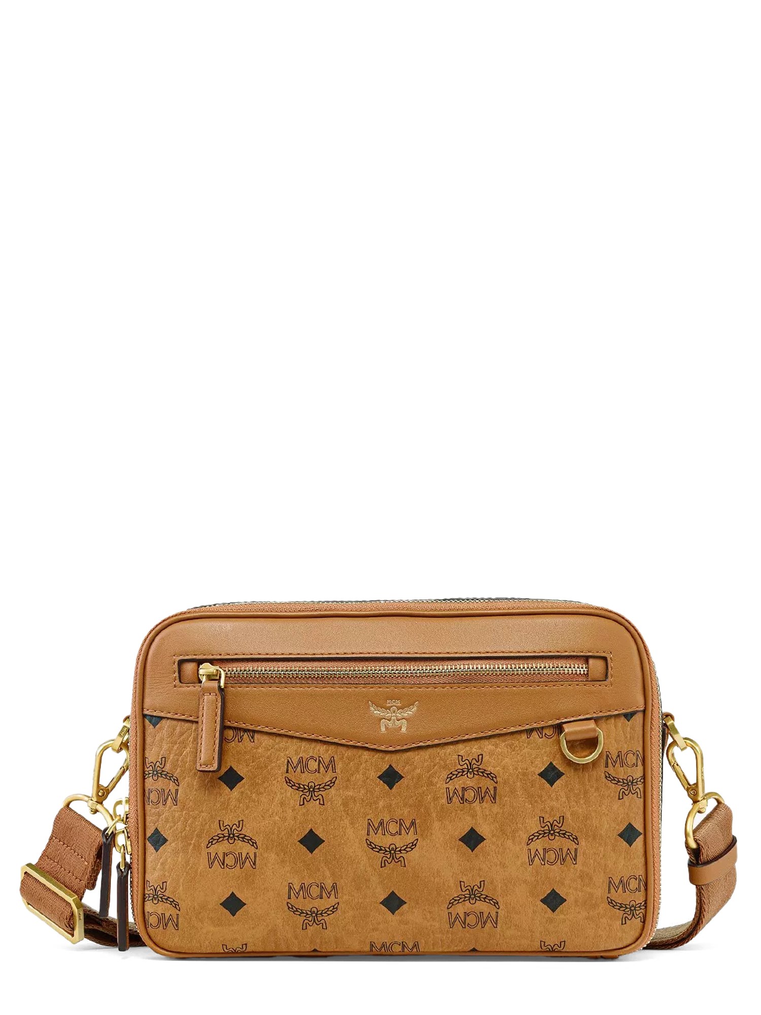 Mcm "diamond Camera" Bag In Visetos In Brown