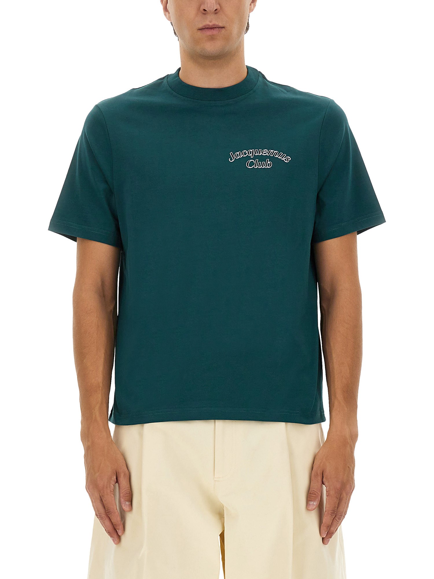 Jacquemus Mens Club Dark Green Embroidered-print Long-sleeve Cotton Shirt In Green