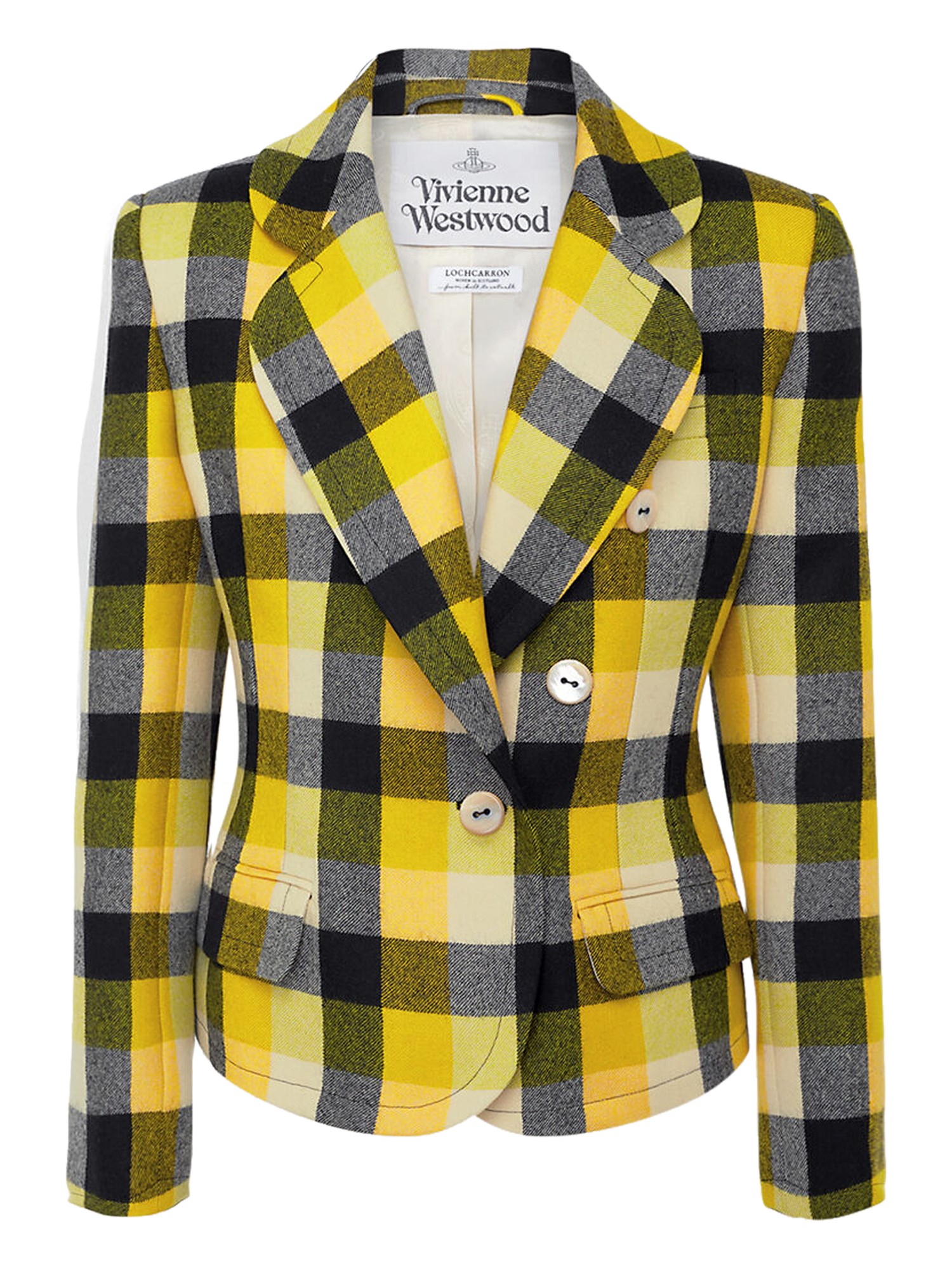 Vivienne Westwood Georgia Jacket Check Wool Pixel-check 44 Women In Yellow