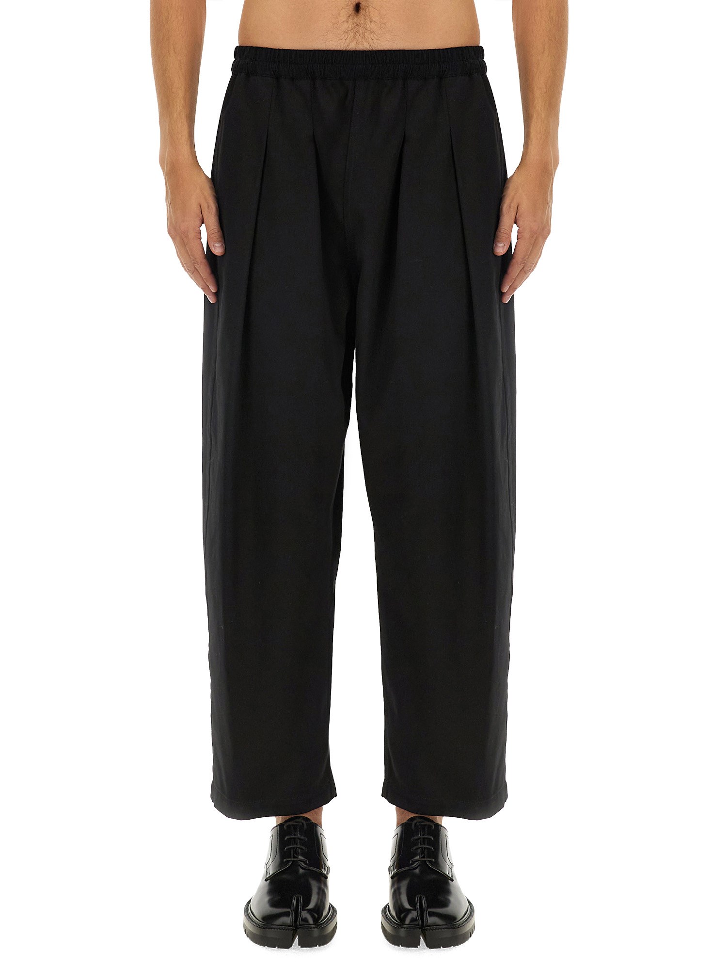 Maison Margiela Cropped Wide-leg Pants With Elastic Waistband In Black