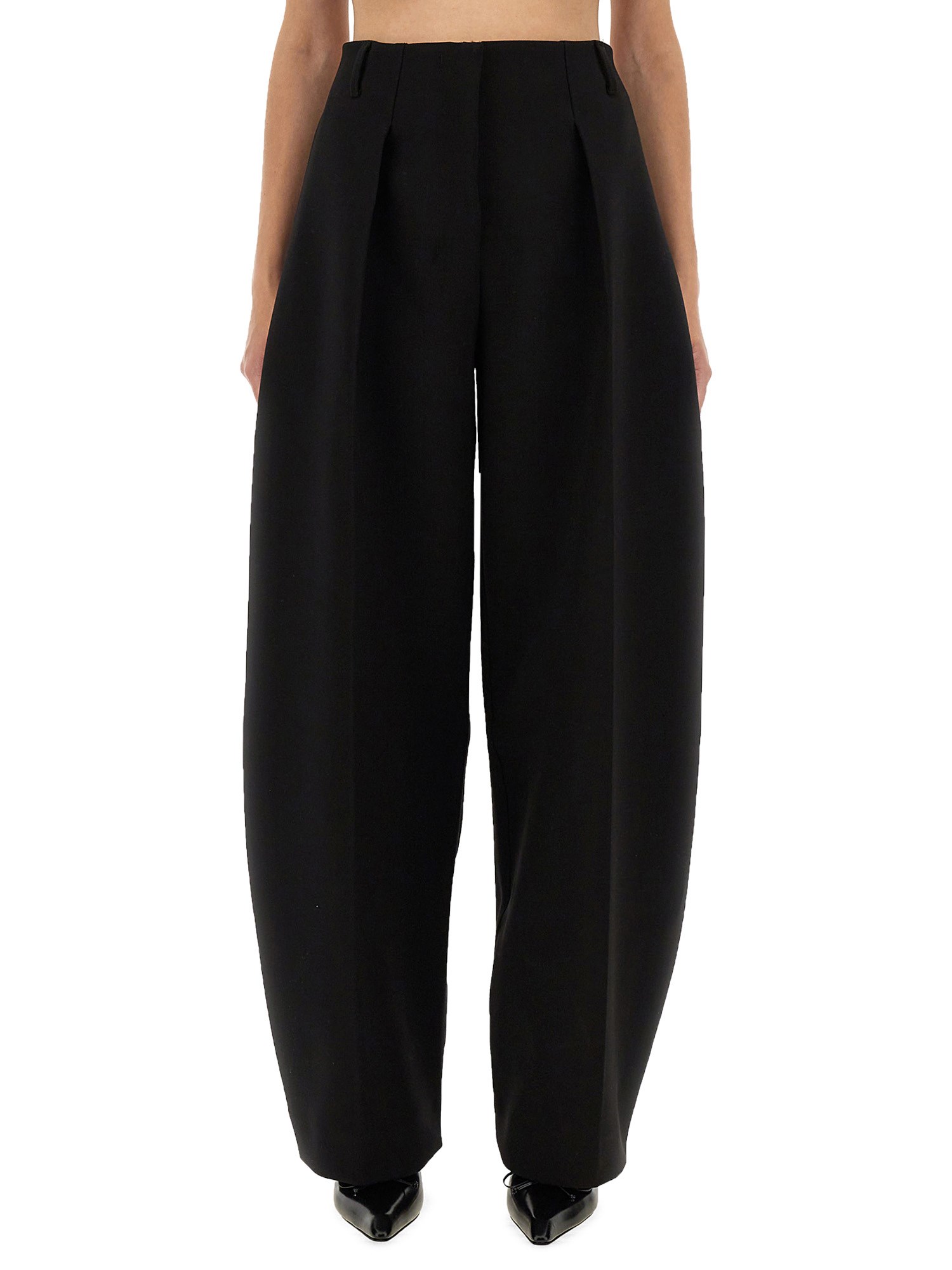 Jacquemus 'le Pantalon Paseo' Black Pants With Belt Loops And Wide Leg In Black