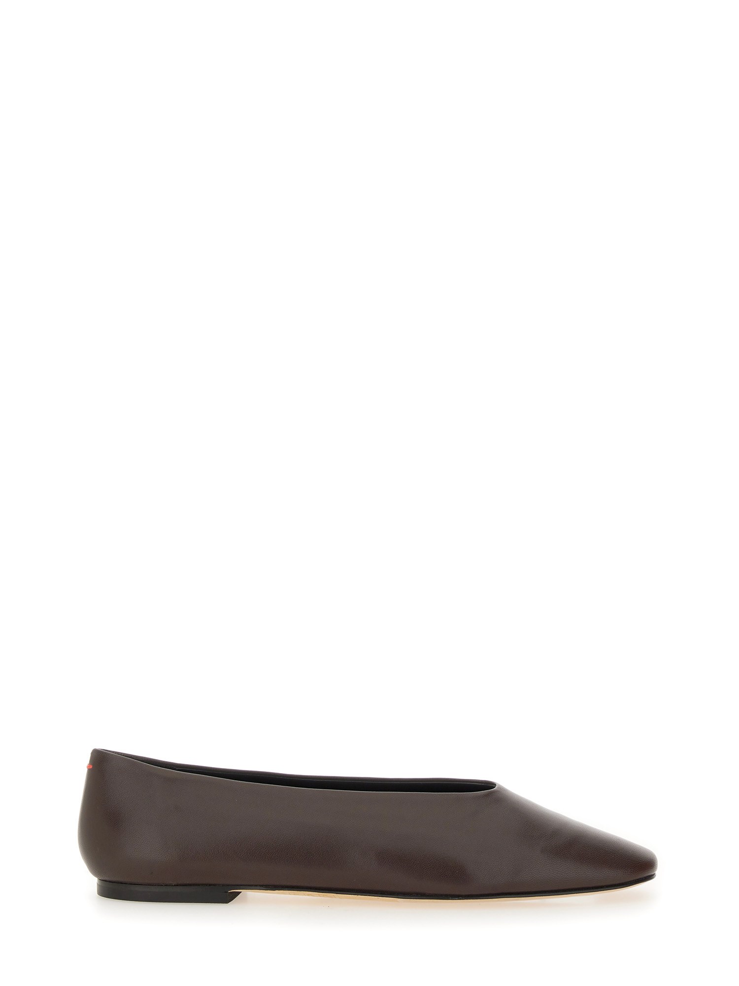 Aeyde Leather Pointed Toe Ballerina Shoes In Brown