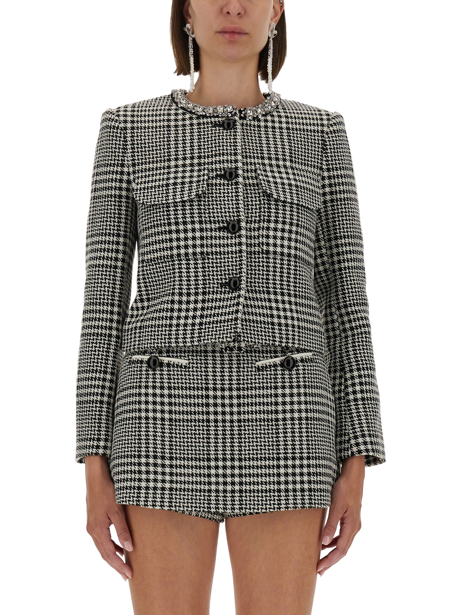 Houndstooth jacket with crystals - self-portrait - Modalova