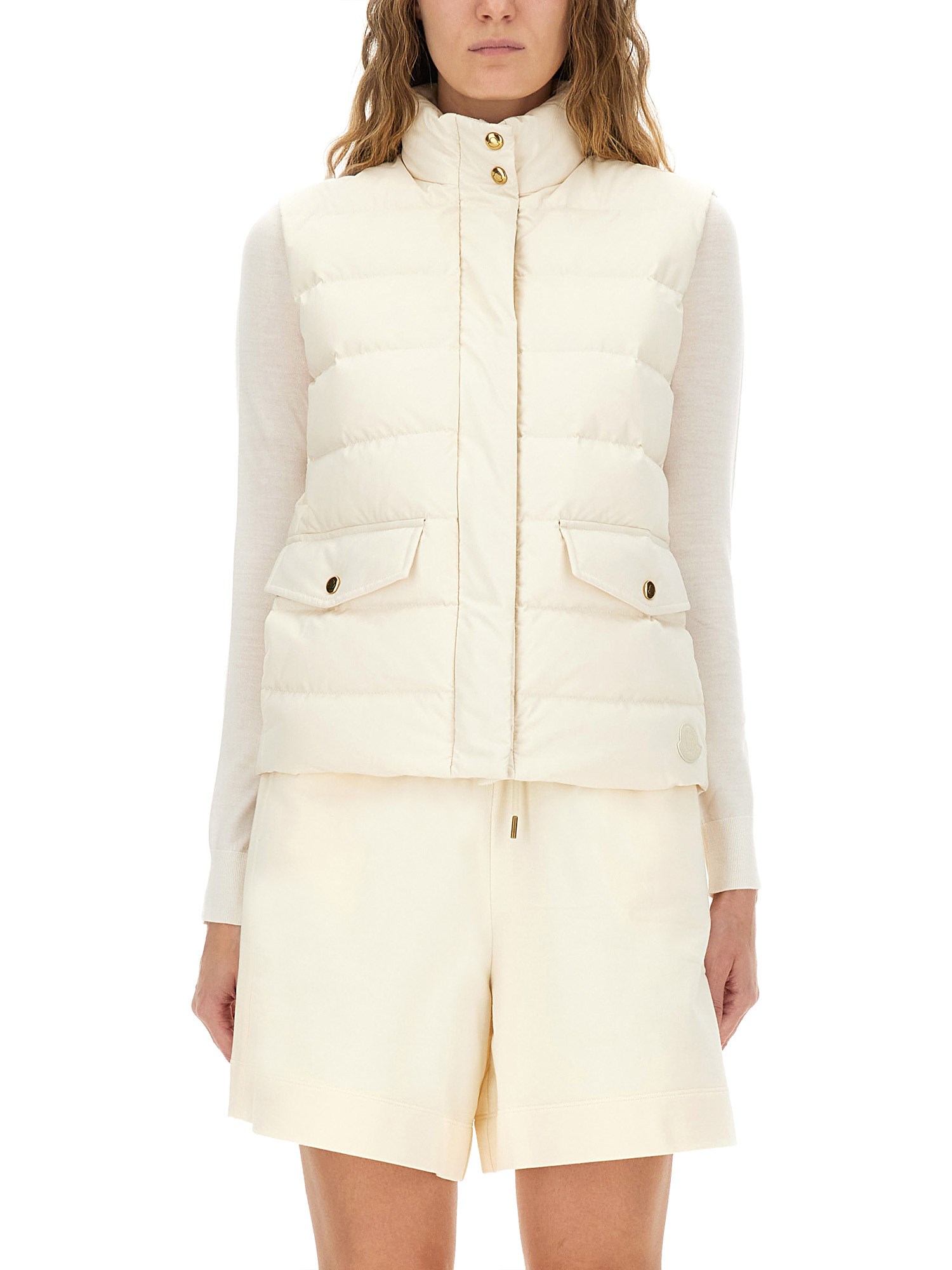 Moncler Besset Down Padded Vest In Sand
