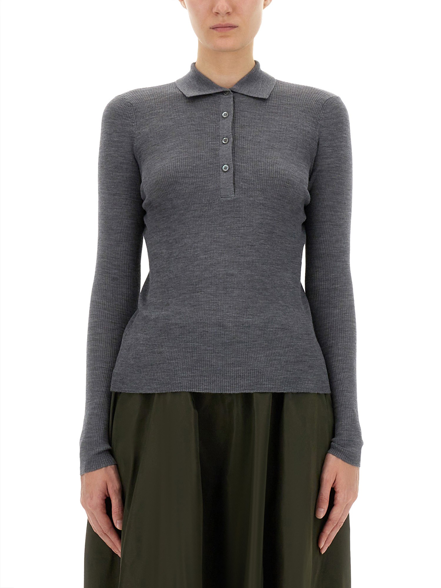 Aspesi Wool Polo Shirt In Gray
