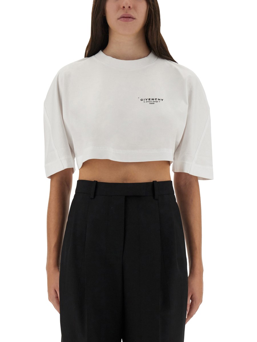 T-SHIRT CROPPED CON STAMPA LOGO