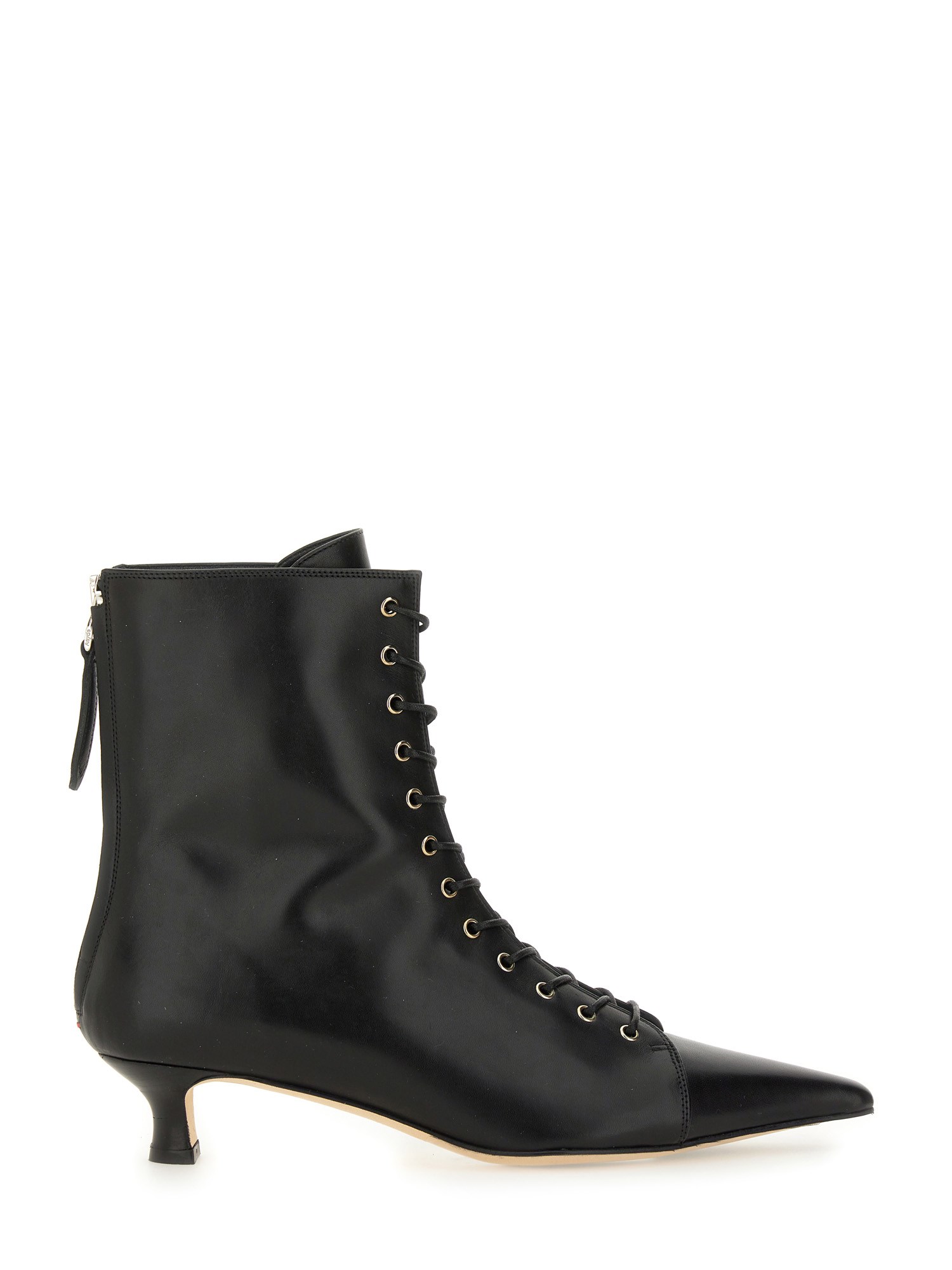 Aeyde Pointed Toe Kitten Heel Ankle Boots In Black