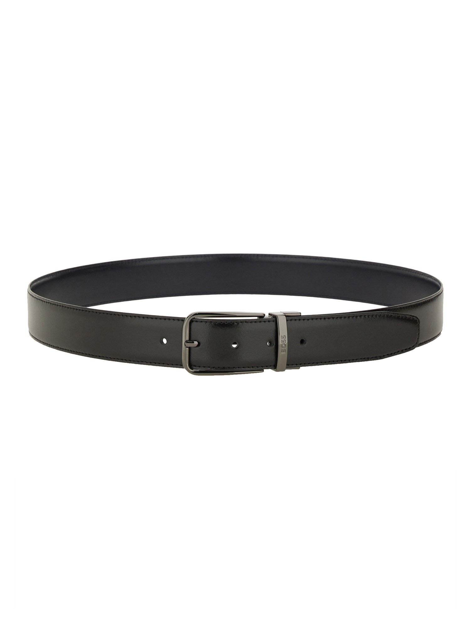 Hugo Boss Adjustable Metal Buckle Multiple Holes Smooth Finish In Black