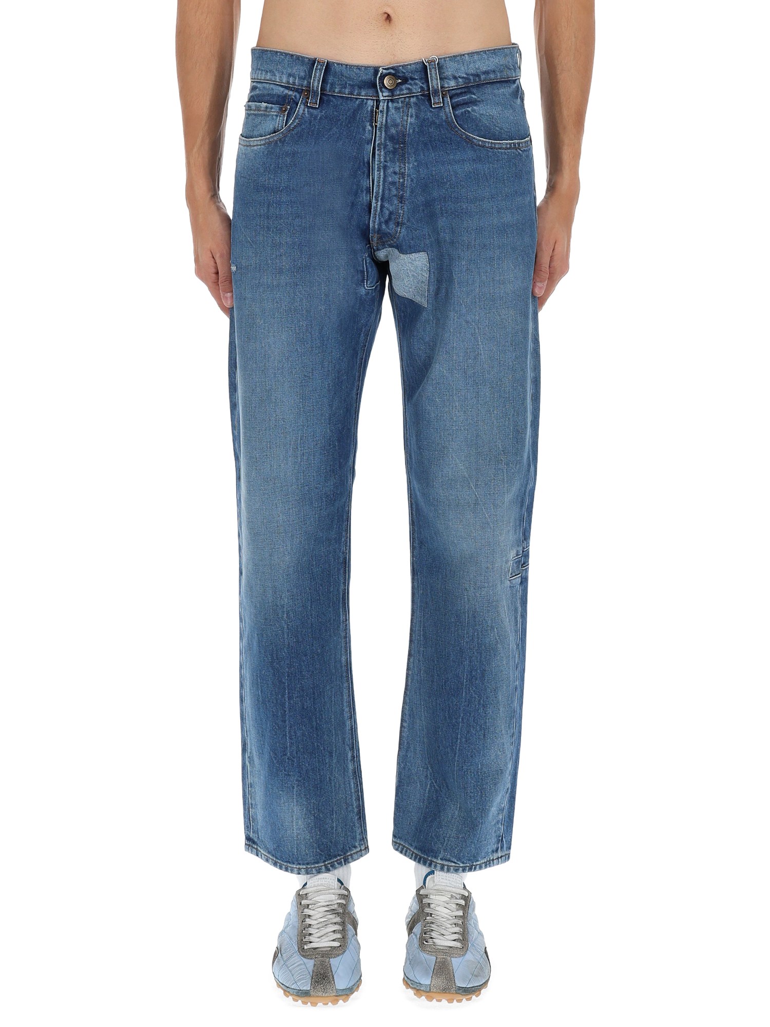 maison margiela jeans with shelter detail