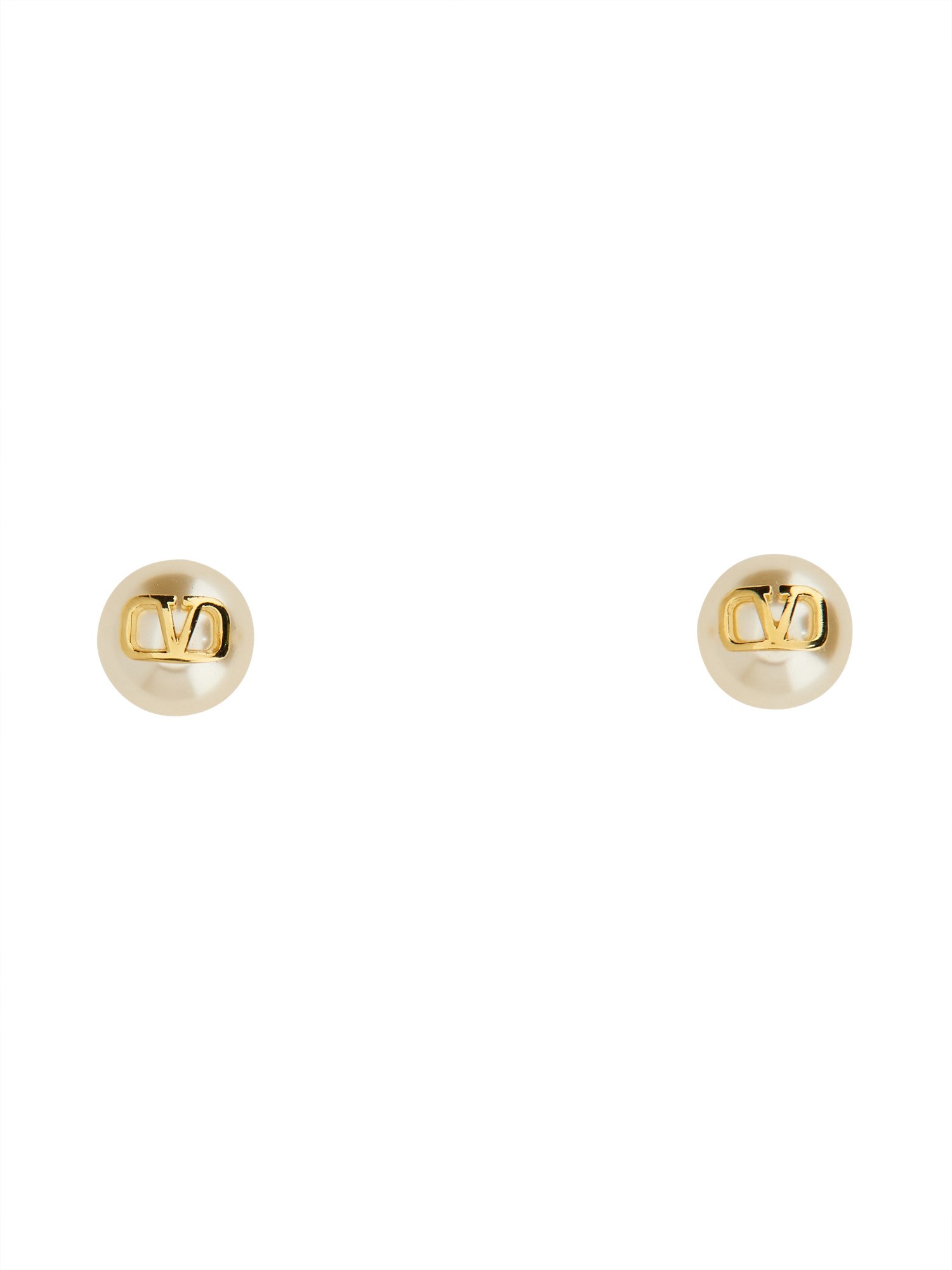 Valentino Pearl Earrings Vlogo In Gold