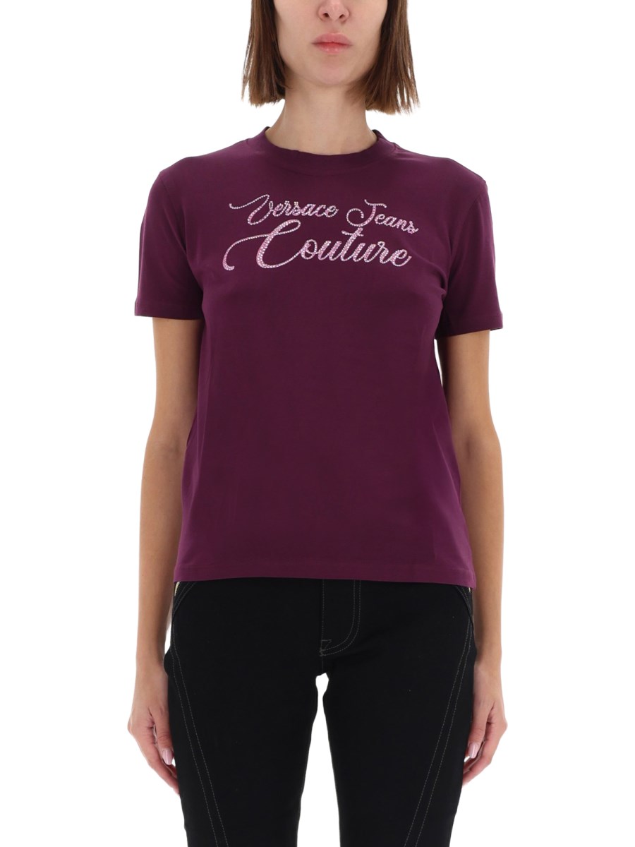 T-SHIRT CON LOGO E STRASS