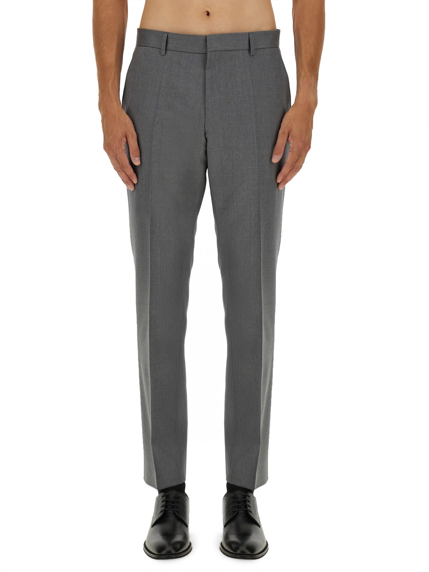 Hugo Boss Boss Tailored Slim Fit Pants With Clean Front And Back Pockets In Gray