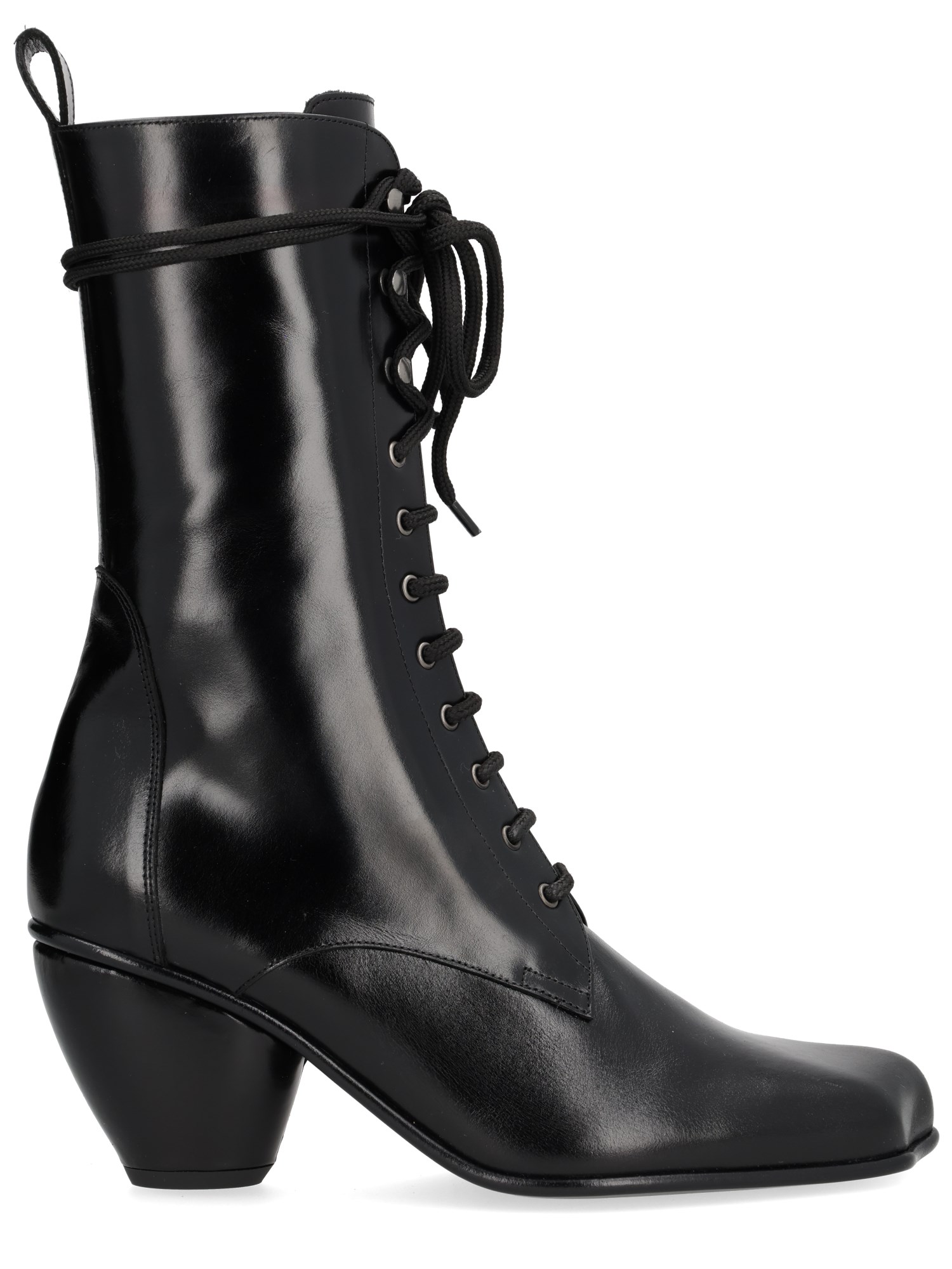 Vivienne Westwood Polished Leather Boots With Sculpted Block Heel In Black