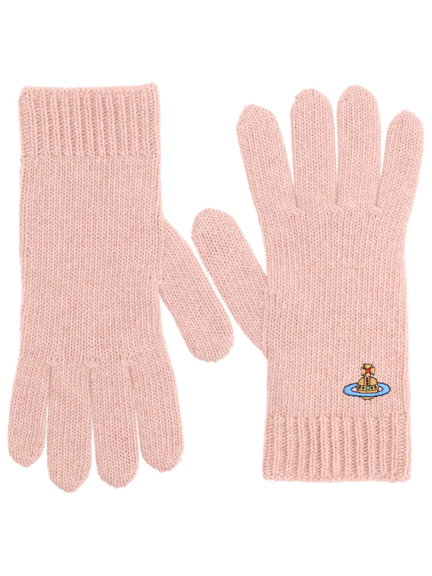 Vivienne Westwood Gloves With Orb Embroidery In Pink