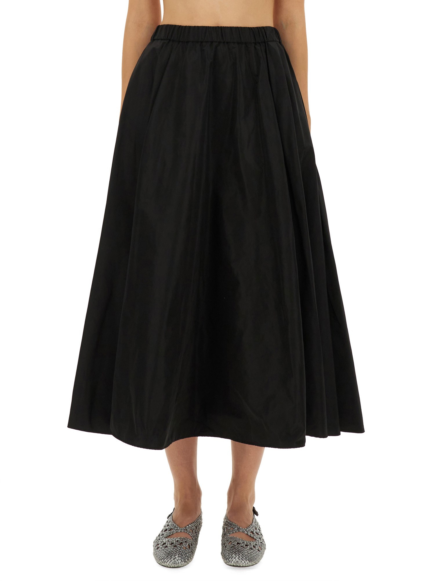 Aspesi Pleated A-line Mid-length Skirt In Black