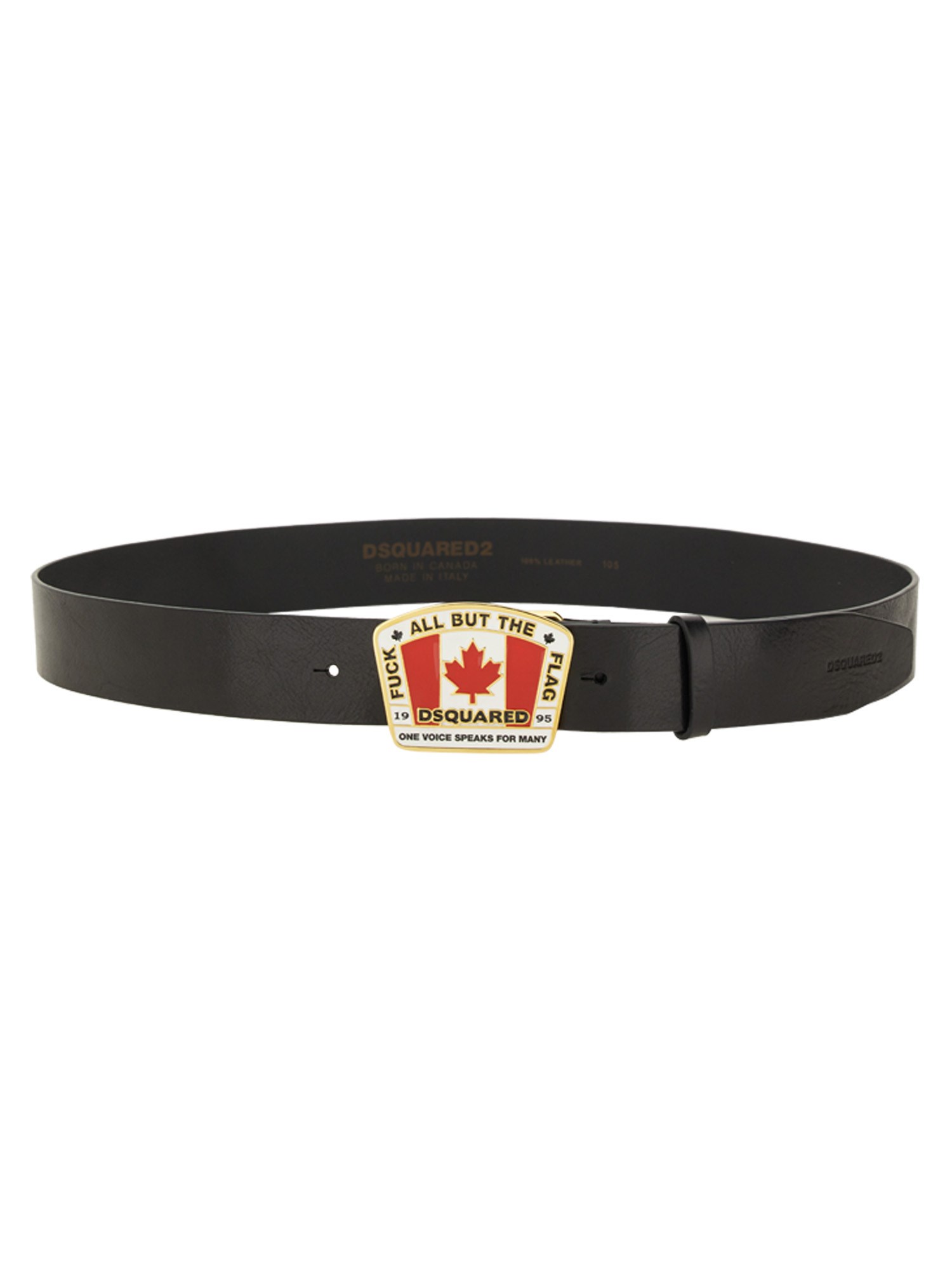 Dsquared2 Canadian Flag License Plate Belt In Black