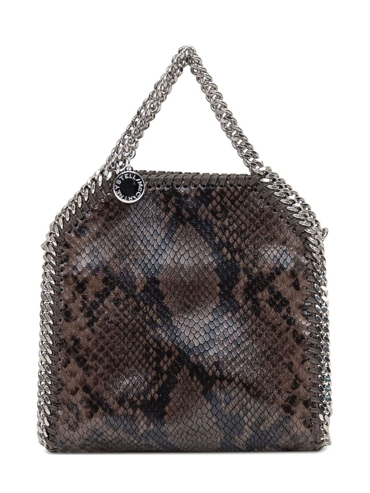 Stella Mccartney Eco Snake Crossbody Bag With Chain Strap In Brown