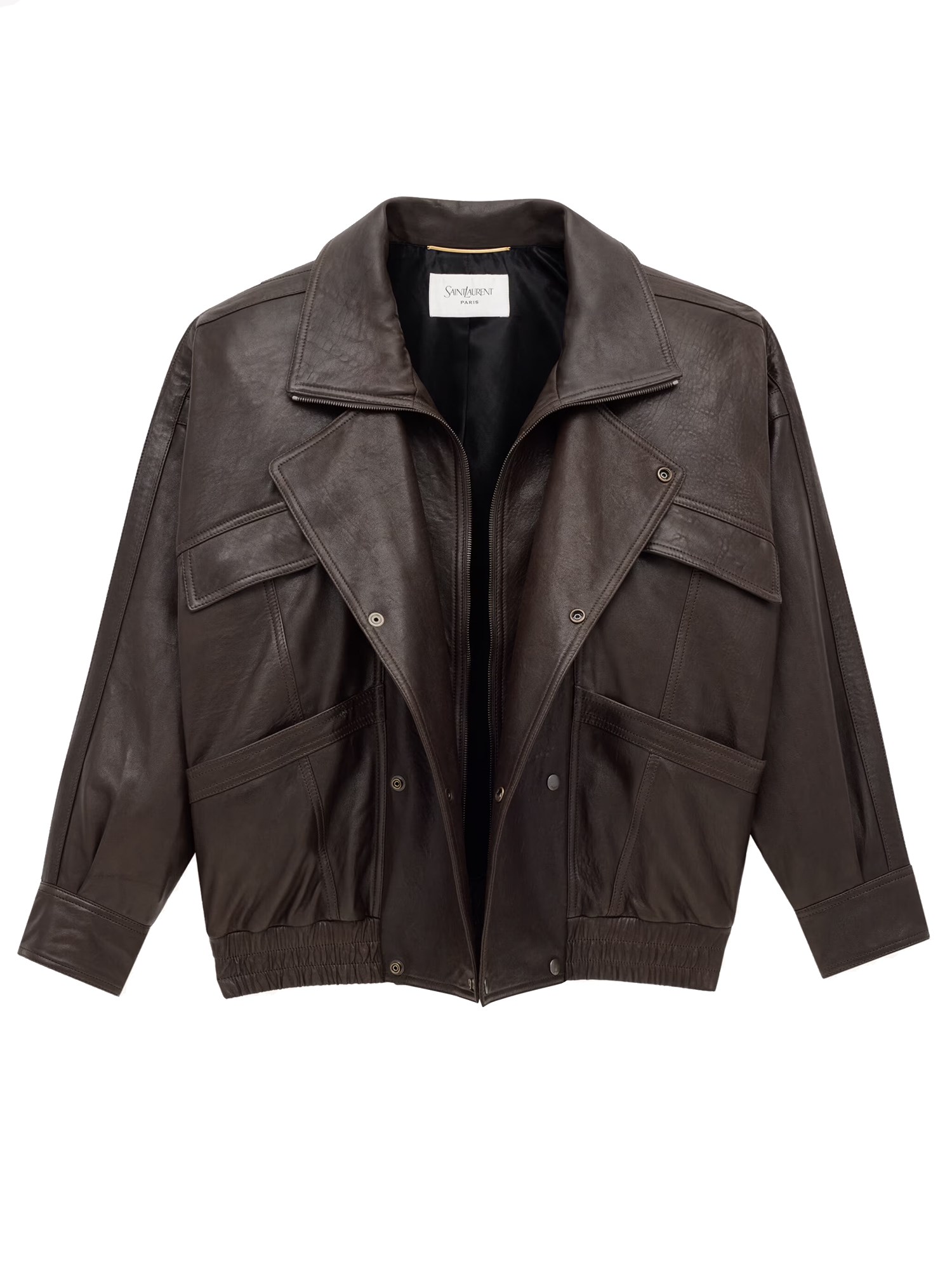 Saint Laurent Leather "balloon" Bomber Jacket In Brown