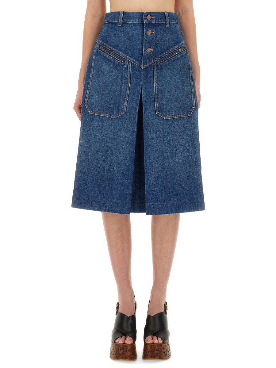 GONNA AL GINOCCHIO IN DENIM