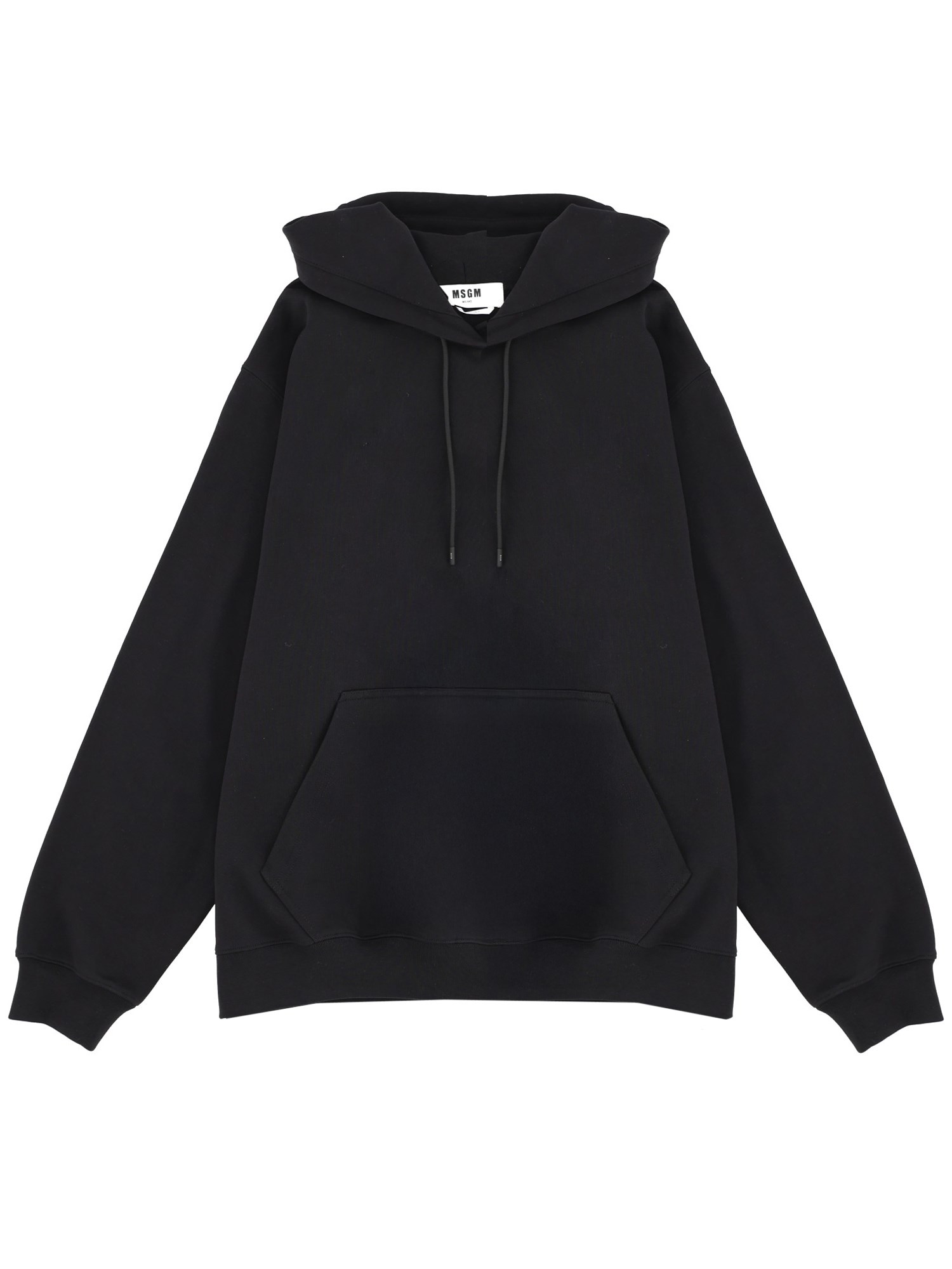 Msgm Hooded Knitwear Kangaroo Pocket In Black