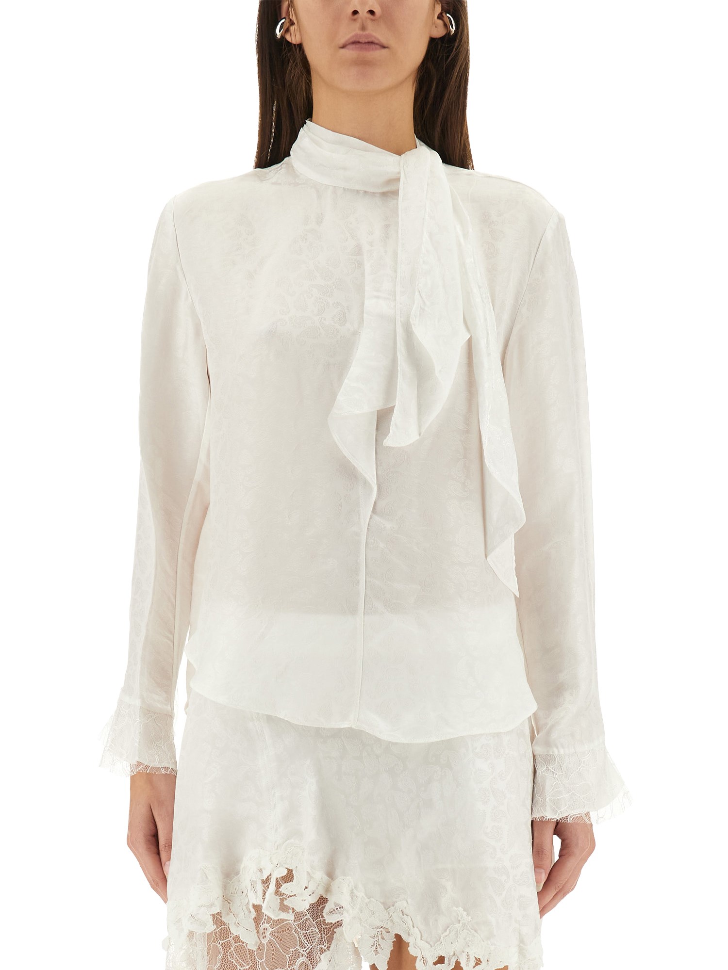 Isabel Marant High Waist Mini Skirt With Lace Detail In White