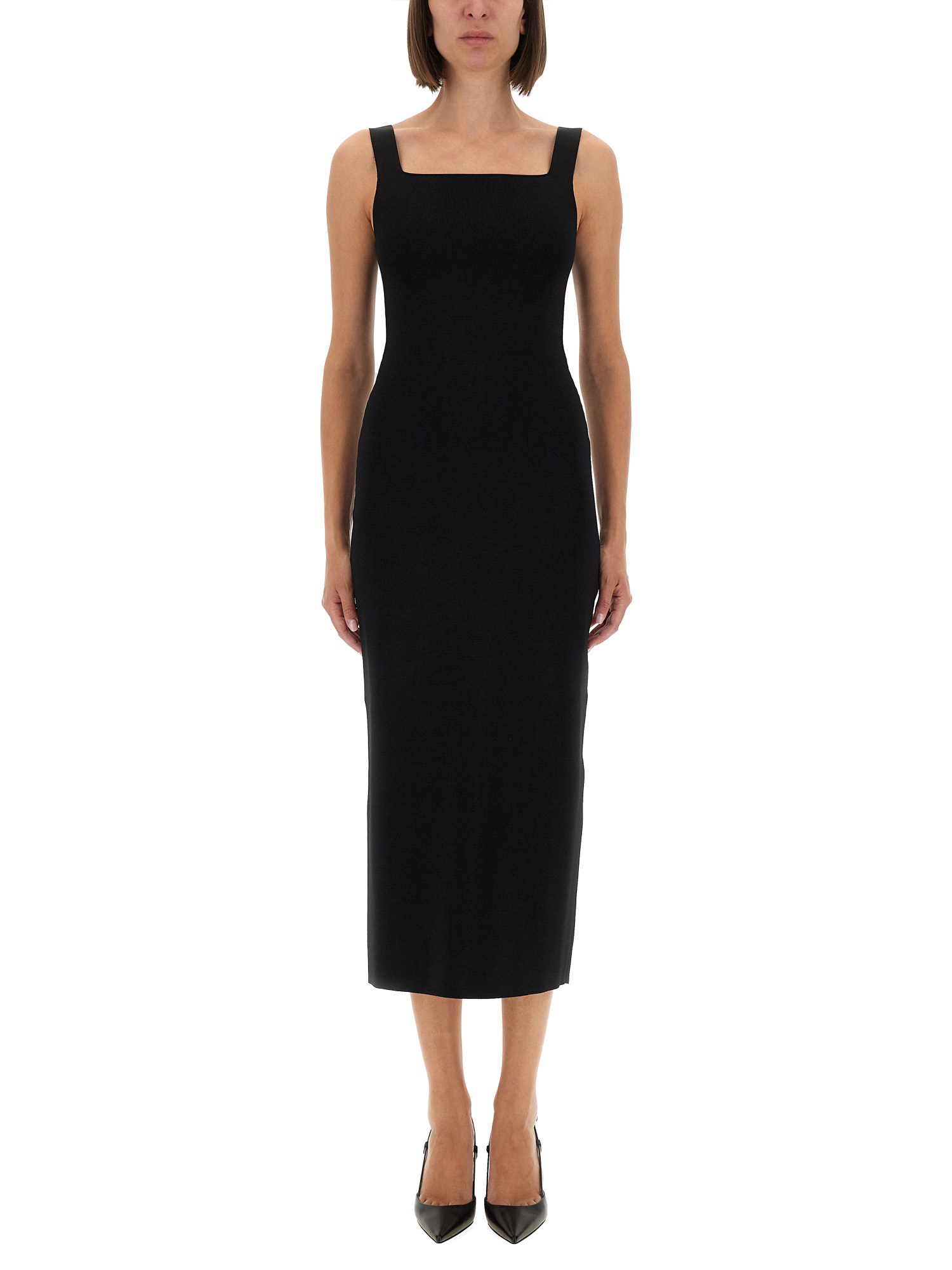 Khaite Dixi Square-neck Sleeveless Knit Maxi Dress In Black