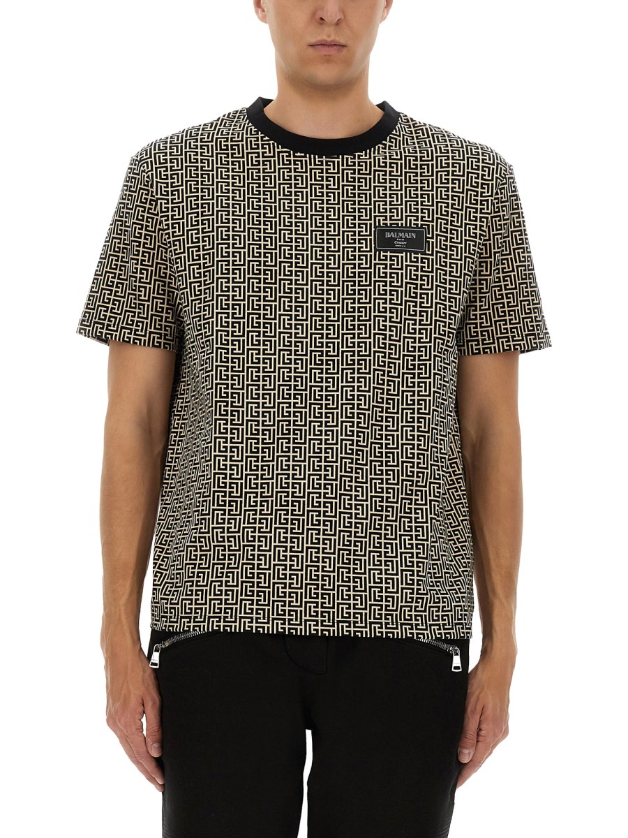 T-SHIRT IN JACQUARD CON MONOGRAMMA