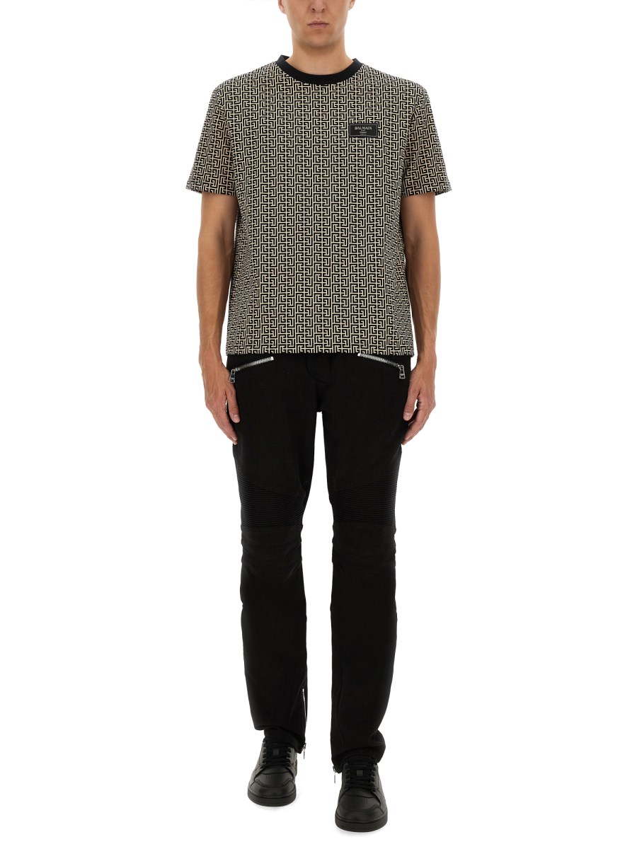 T-SHIRT IN JACQUARD CON MONOGRAMMA