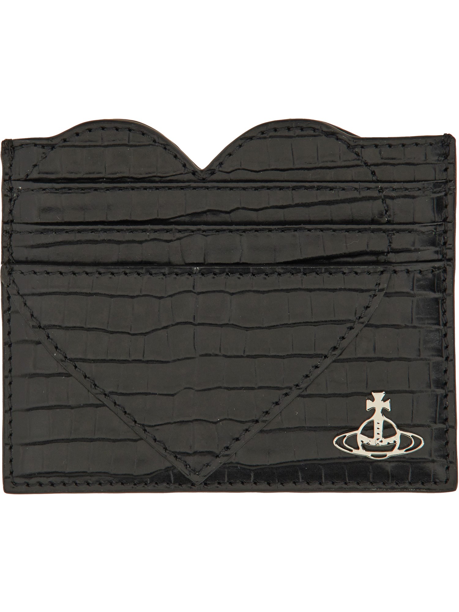 Vivienne Westwood Heart Crocodile-patterned Cardholder In Black