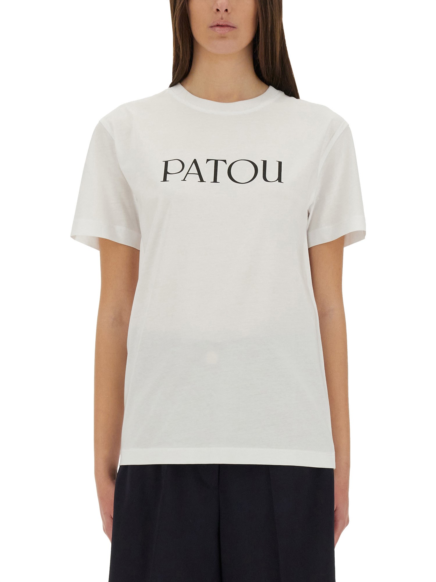 Patou Logo Print Regular Fit T-shirt In White