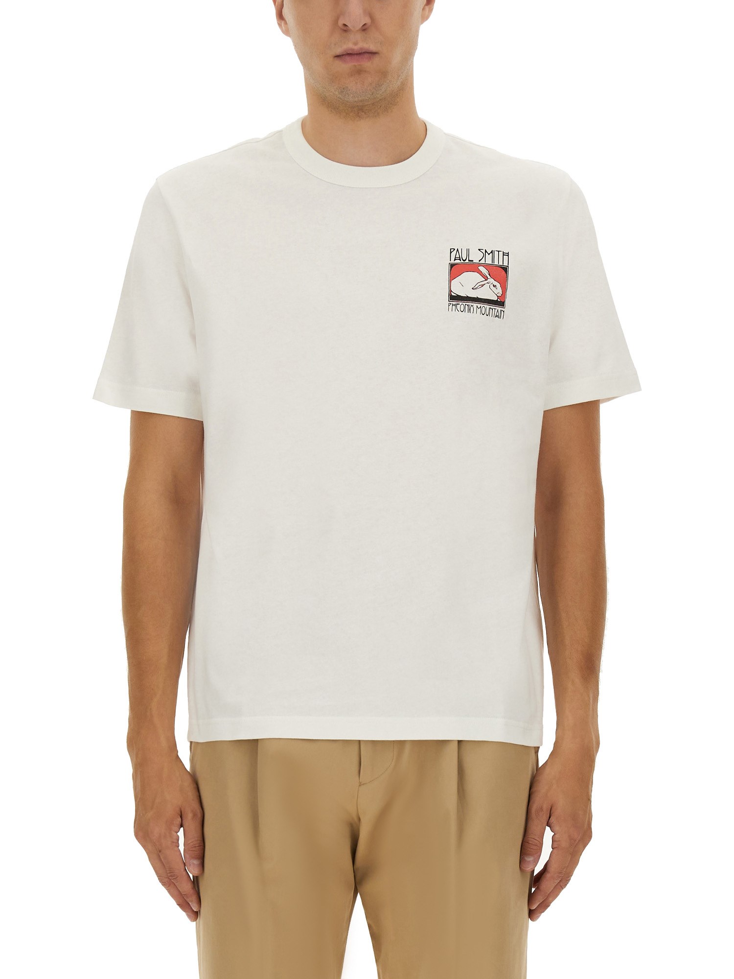Ps By Paul Smith Regular Fit Phoenix Mt Logo T-shirt In White