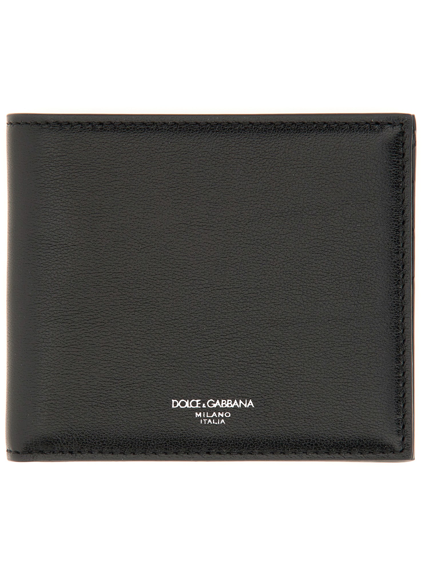 Dolce & Gabbana Calfskin Leather Bifold Wallet In Black