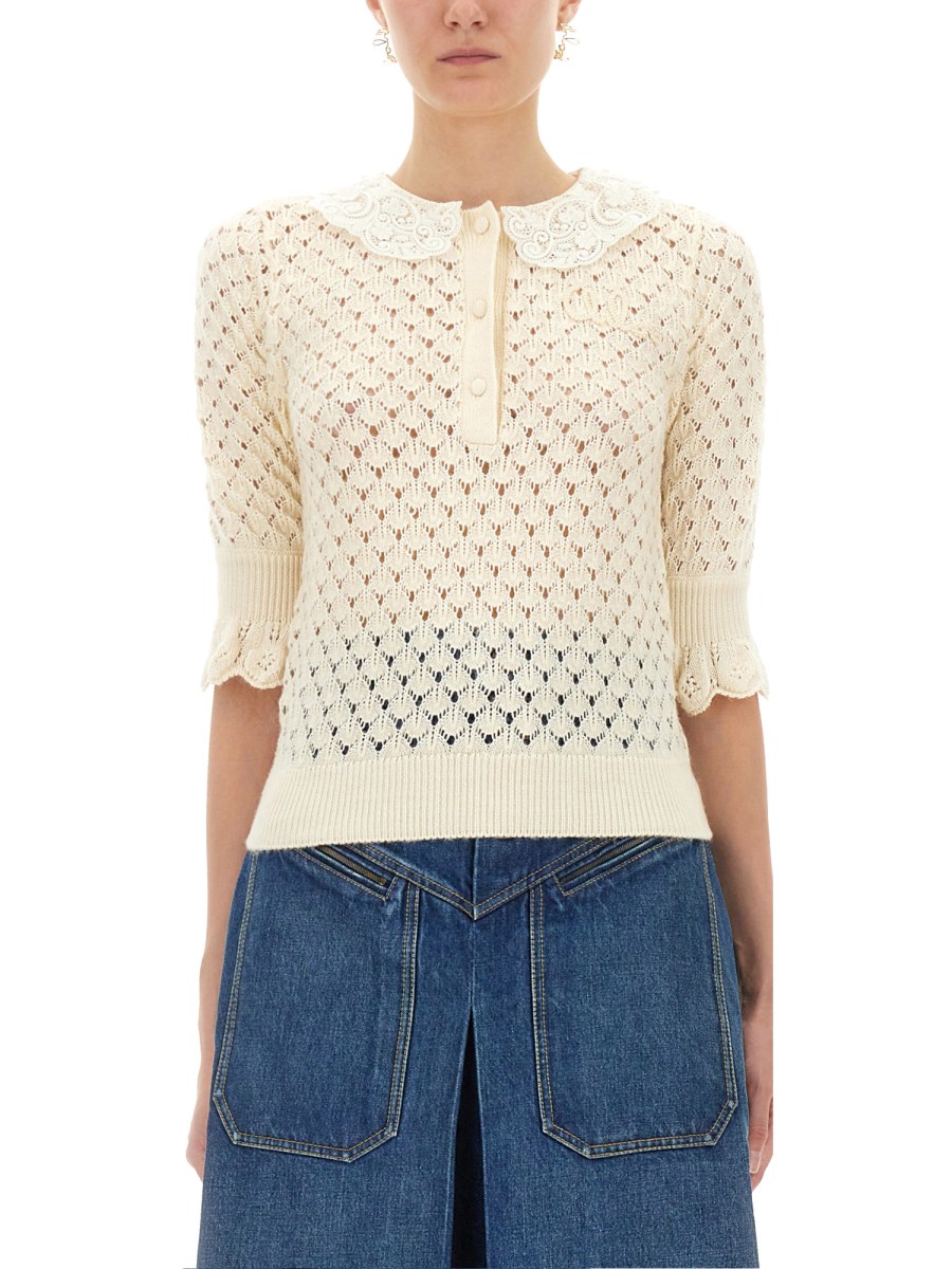 MAGLIA IN COTONE ALL'UNCINETTO