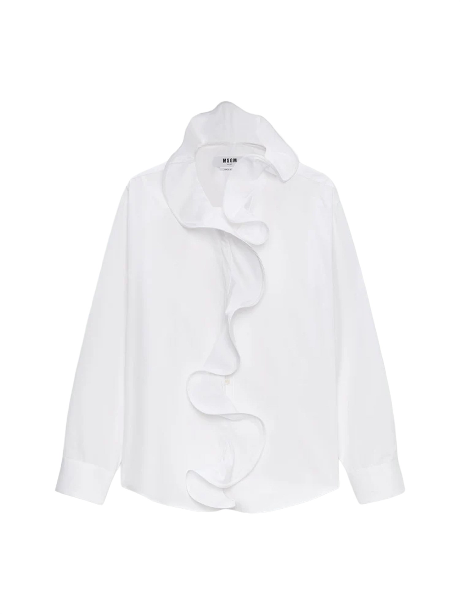 Msgm Shirt With "ruffle" Detail In White