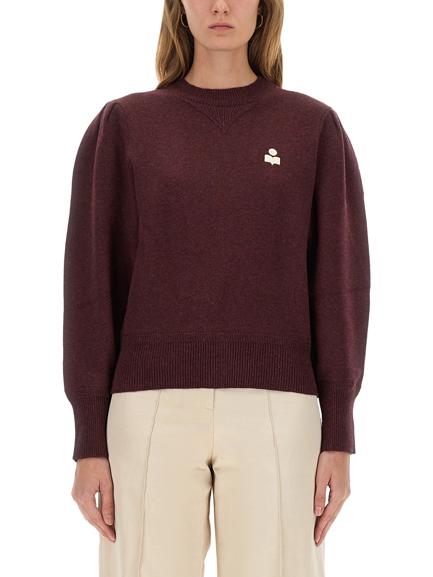 Isabel Marant Étoile Kelaya Cotton-wool Blend Sweater In Burgundy