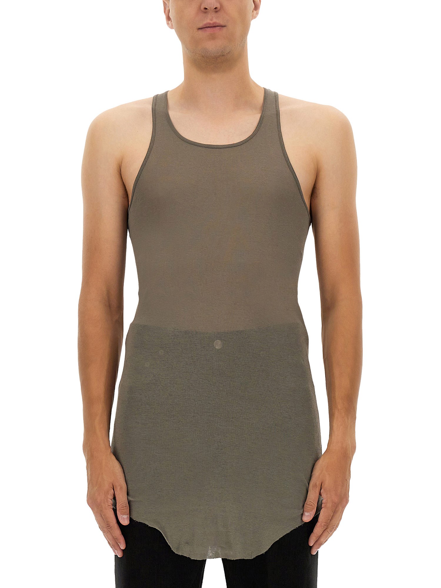 Rick Owens Longline Racerback Scoop Neck Sleeveless T-shirt In Gray