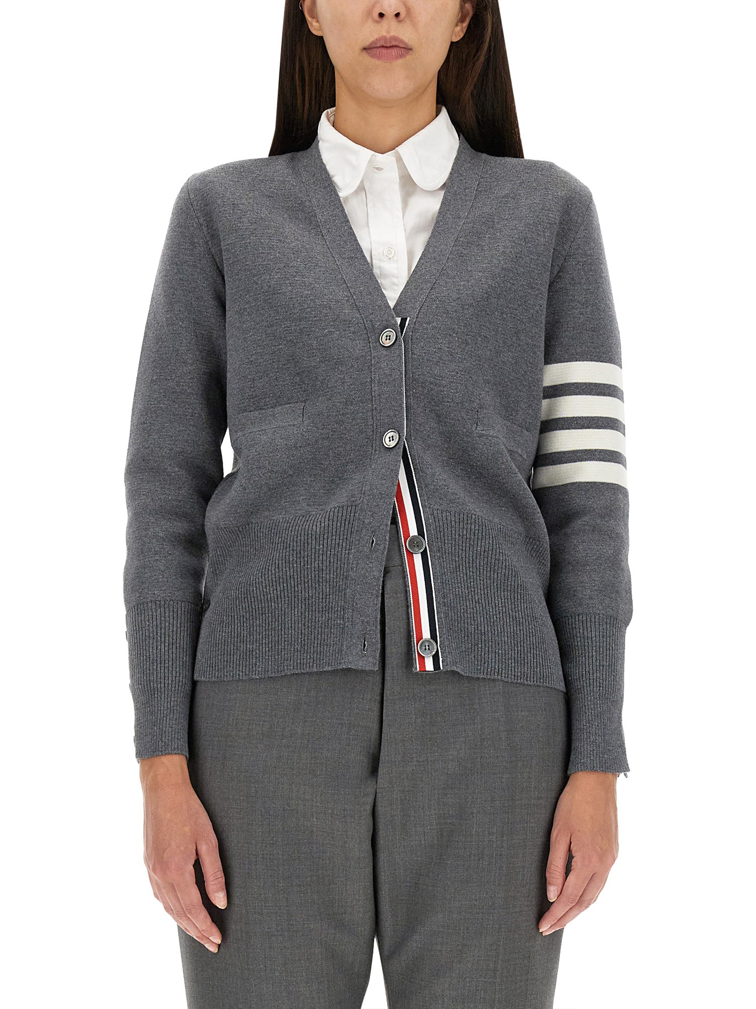 Thom Browne Cardigan Relaxed Fit In Gray