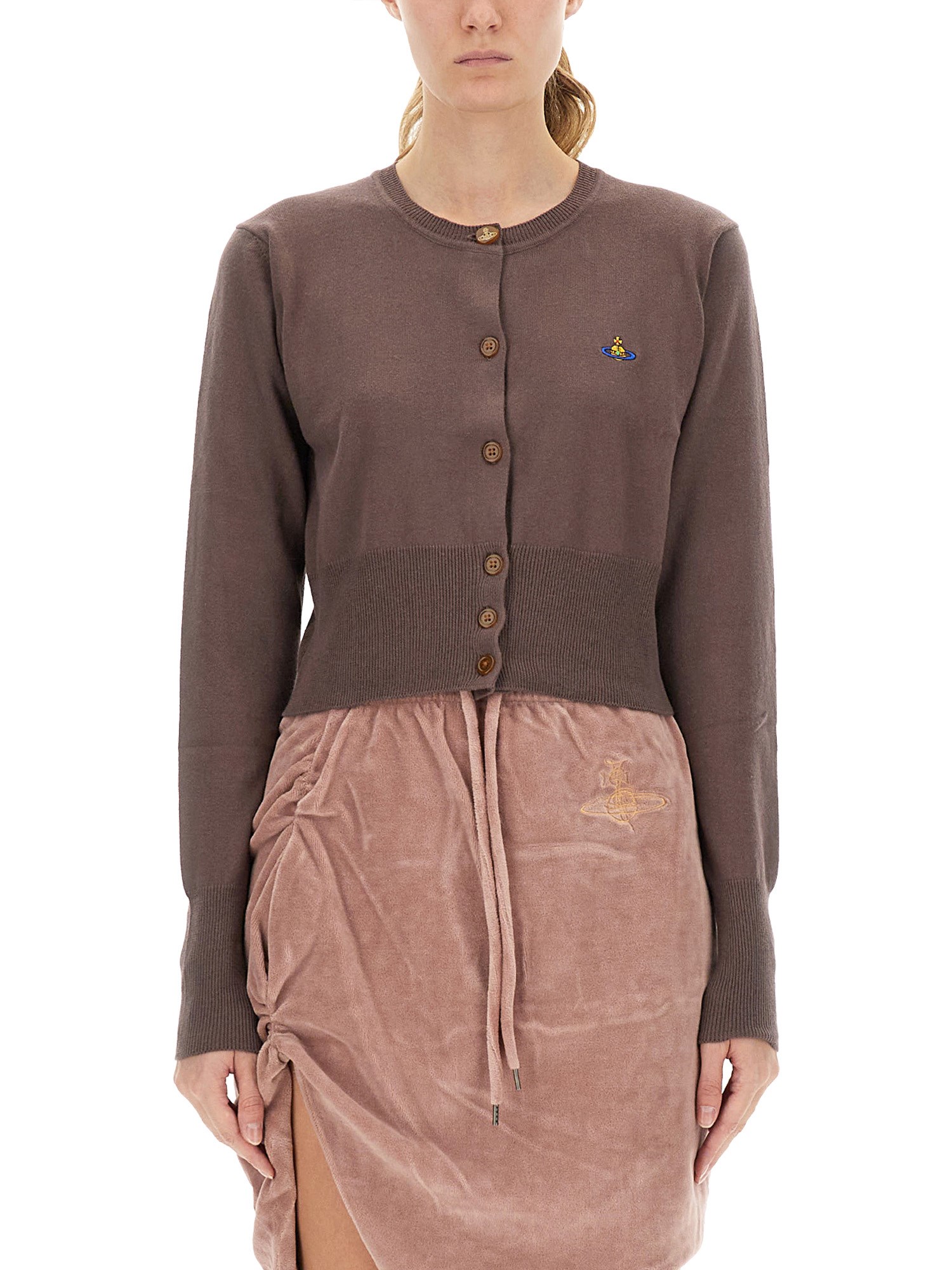 Vivienne Westwood Knitwear With Crew Neck And Ribbed Hem In Brown