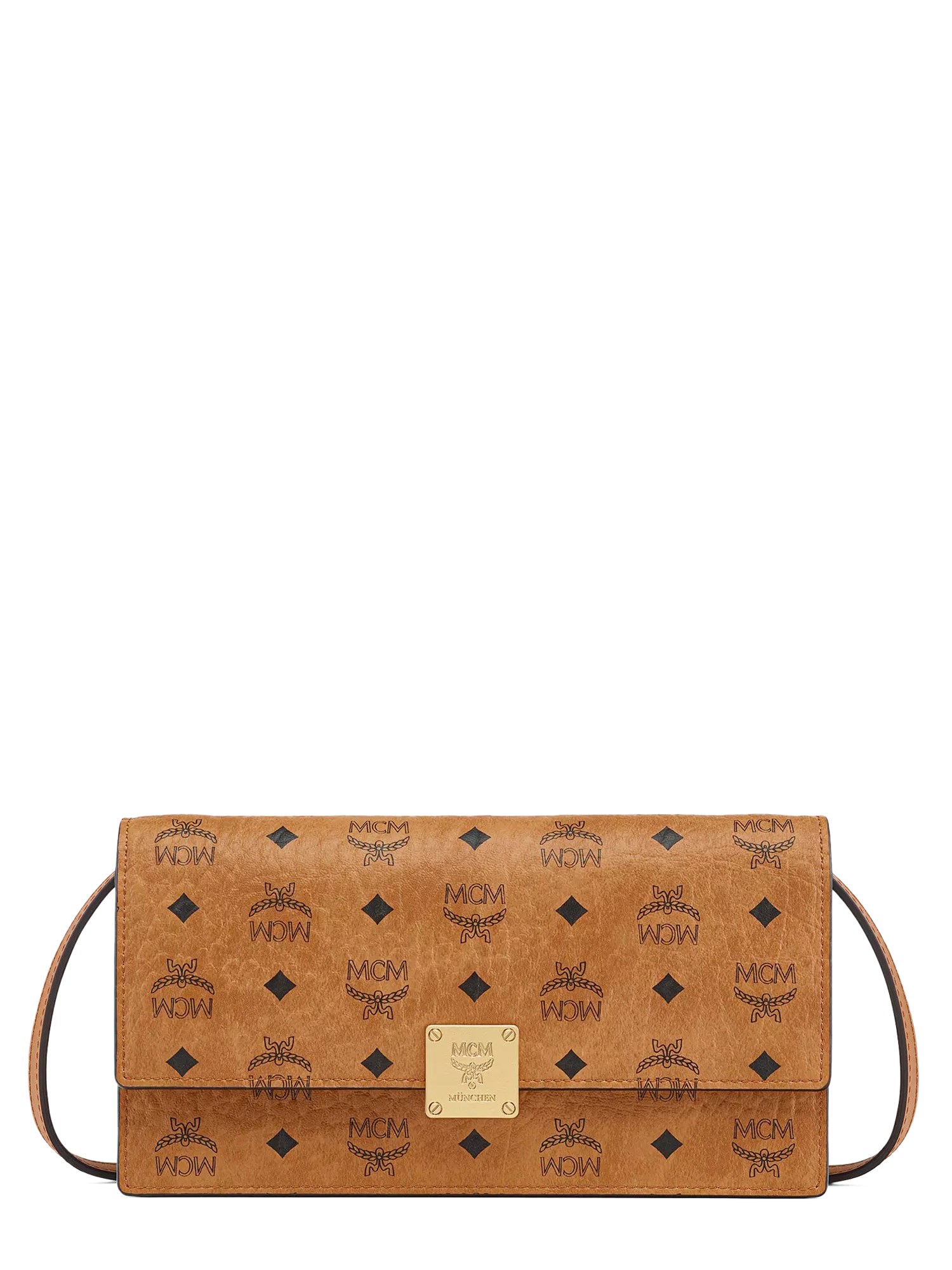 Mcm "aren" Wallet With Shoulder Strap In Brown